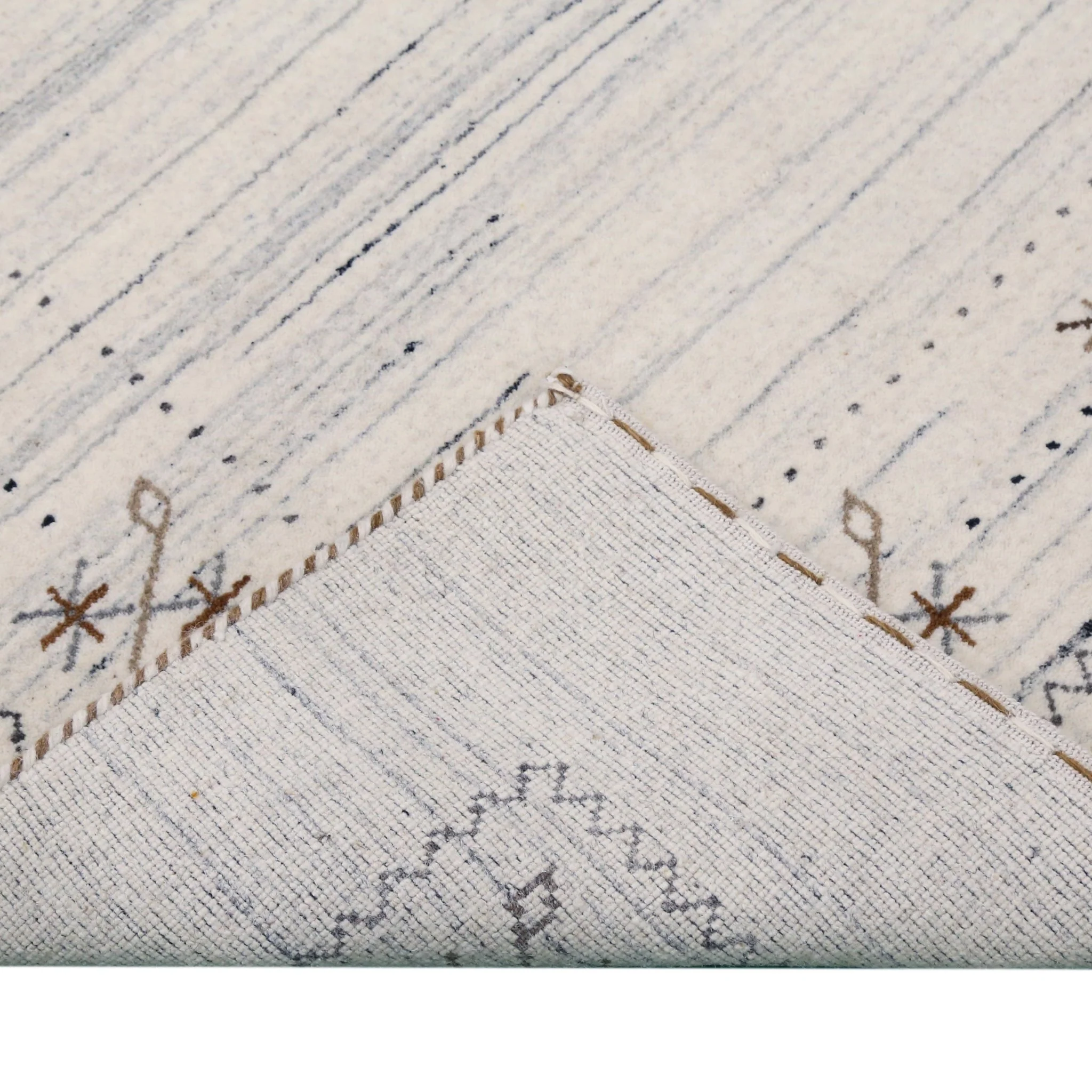 Ivory Gabbeh Border Design Hand Loomed Wool Rug - Image 6