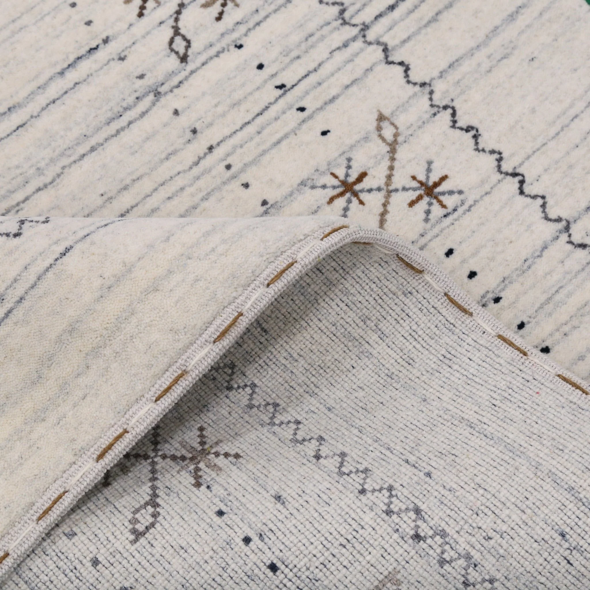 Ivory Gabbeh Border Design Hand Loomed Wool Rug - Image 8