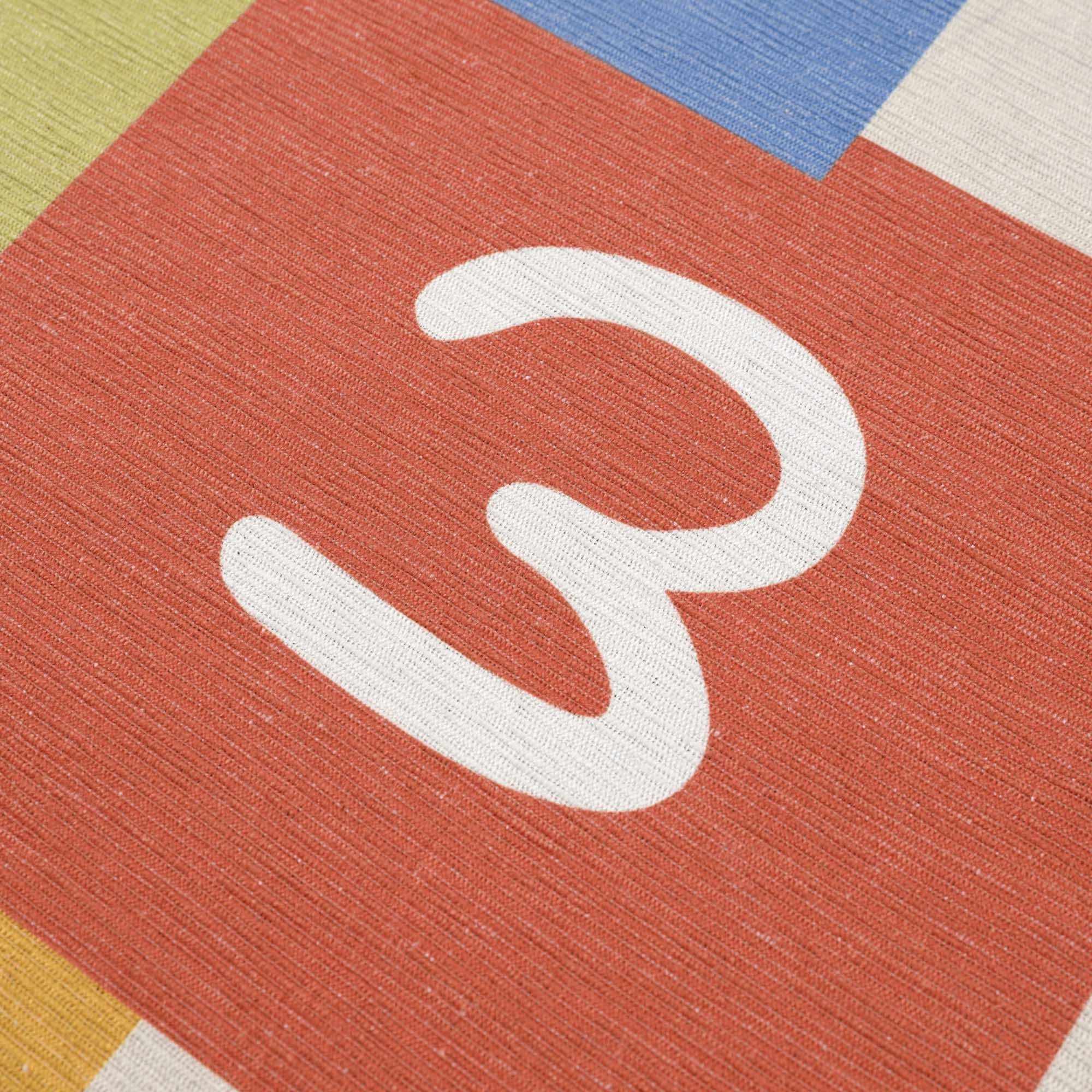 Ivory, Gold, Brown and Blue Number Printed Washable Kids Rug - Image 7