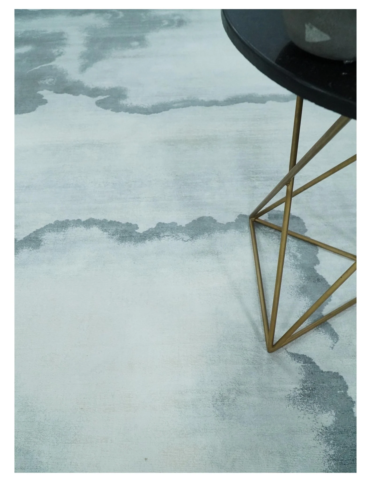 8x10 Ivory, Gray and Aqua Modern Abstract Handmade Art Silk Area Rug - Image 2