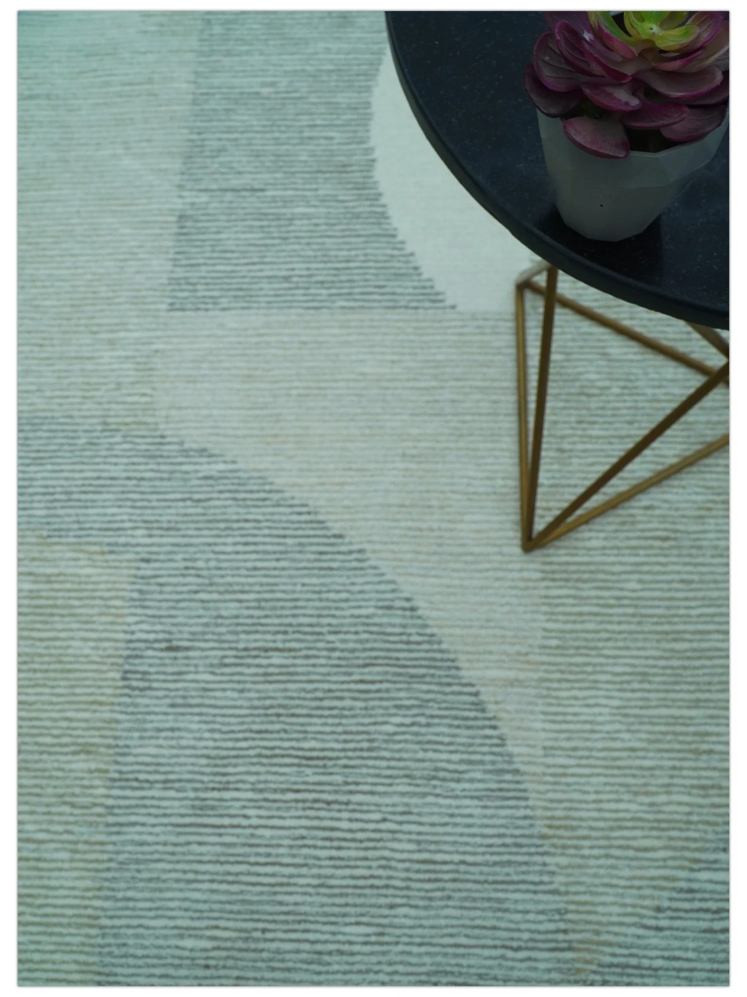 Custom Made Ivory, Gray and Beige Modern Contemporary Hand Tufted wool rug - Image 9