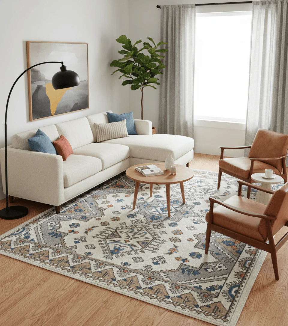 Custom Made Ivory, Gray and Camel Traditional Hand knotted Wool Area Rug - Image 2