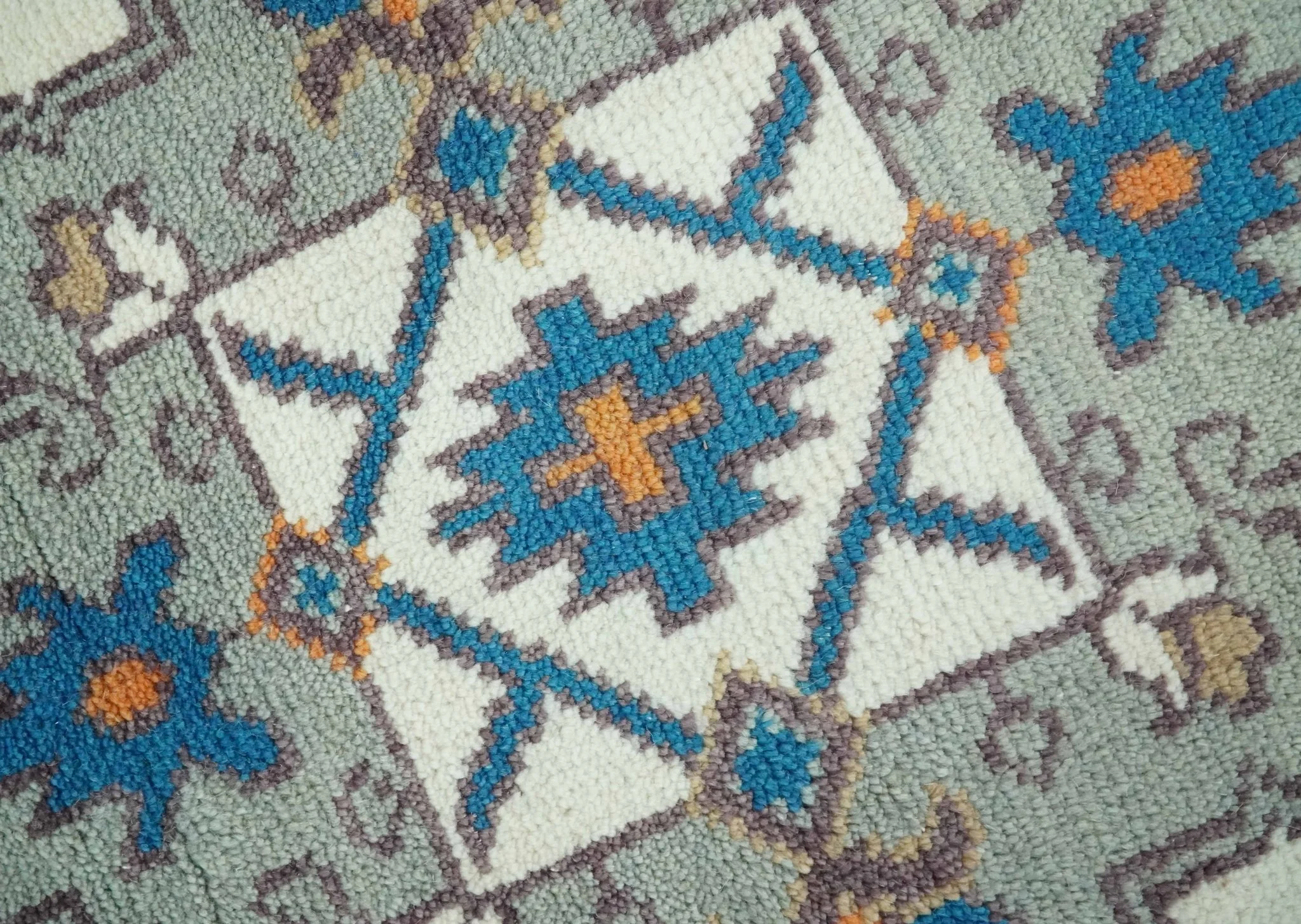 Custom Made Ivory, Gray and Camel Traditional Hand knotted Wool Area Rug - Image 5