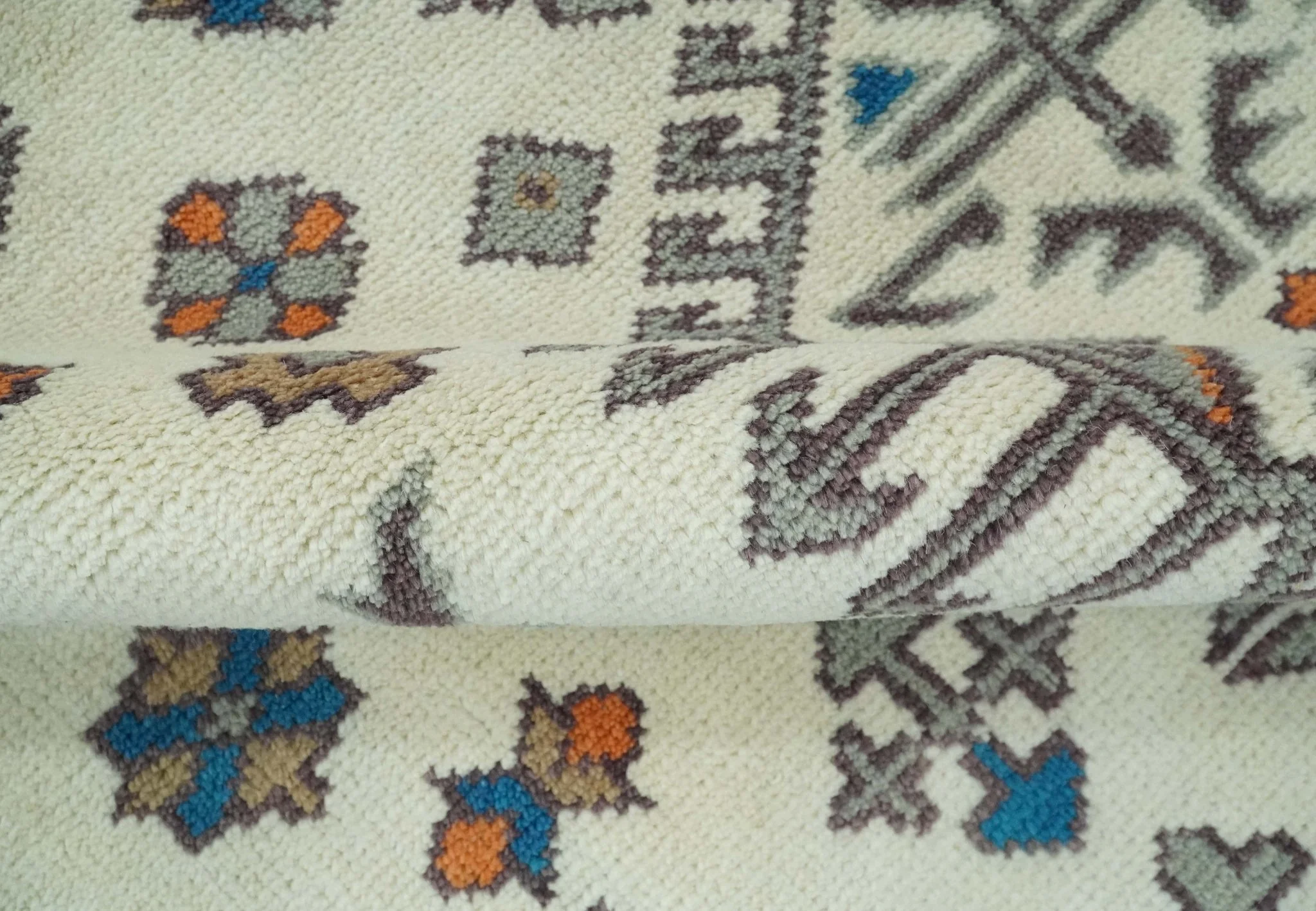 Custom Made Ivory, Gray and Camel Traditional Hand knotted Wool Area Rug - Image 7