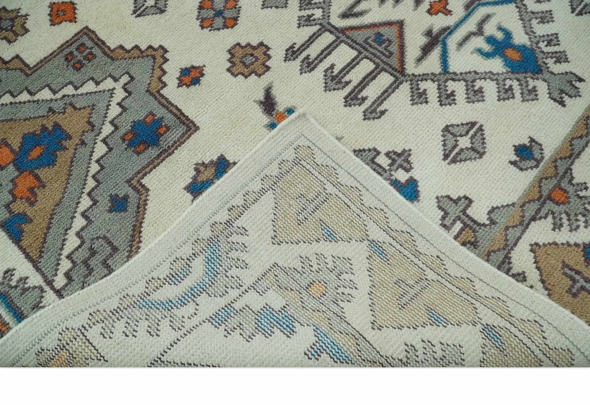 Custom Made Ivory, Gray and Camel Traditional Hand knotted Wool Area Rug - Image 8