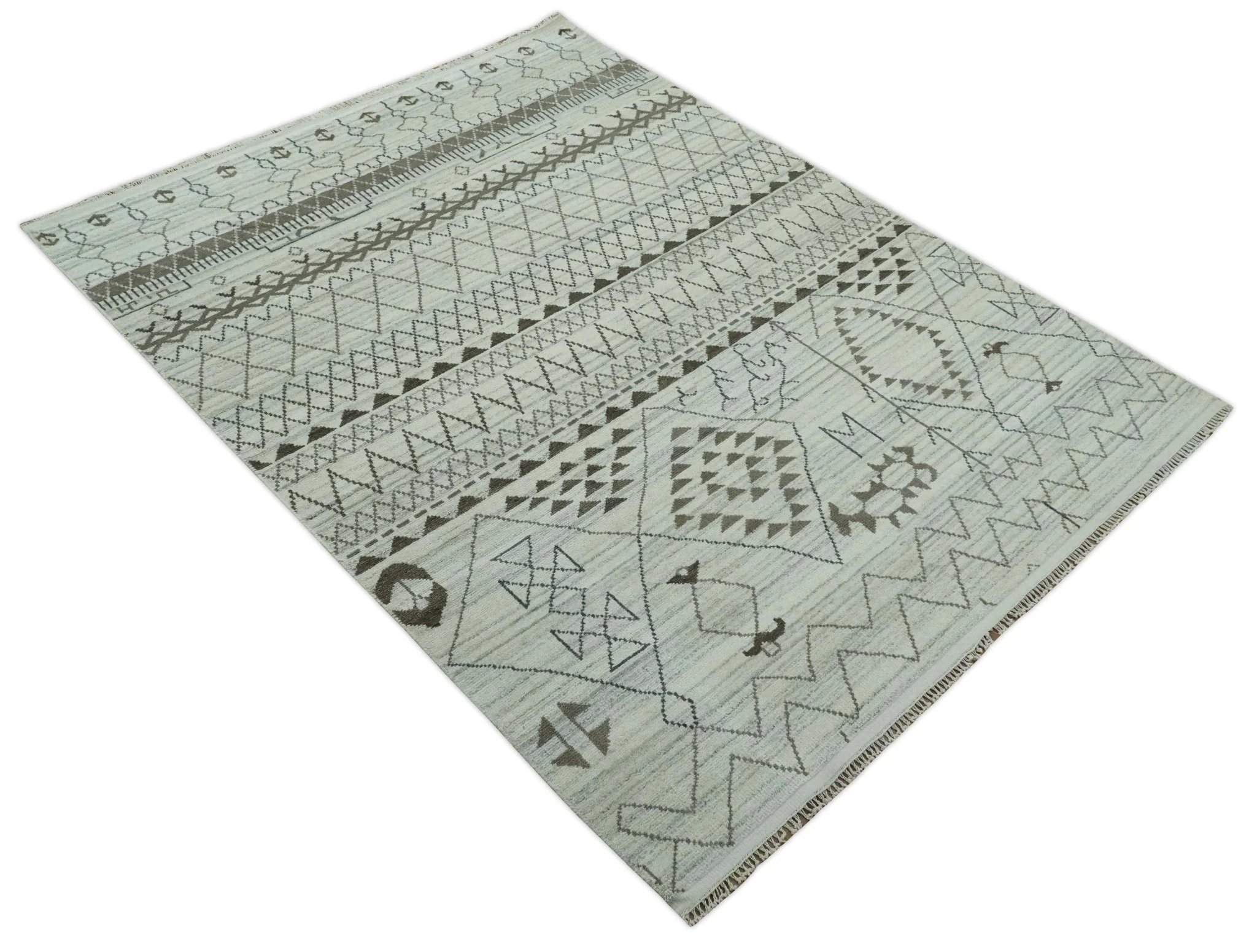 Ivory, Gray and Charcoal Hand Knotted Multi size Southwestern wool area Rug - Image 10