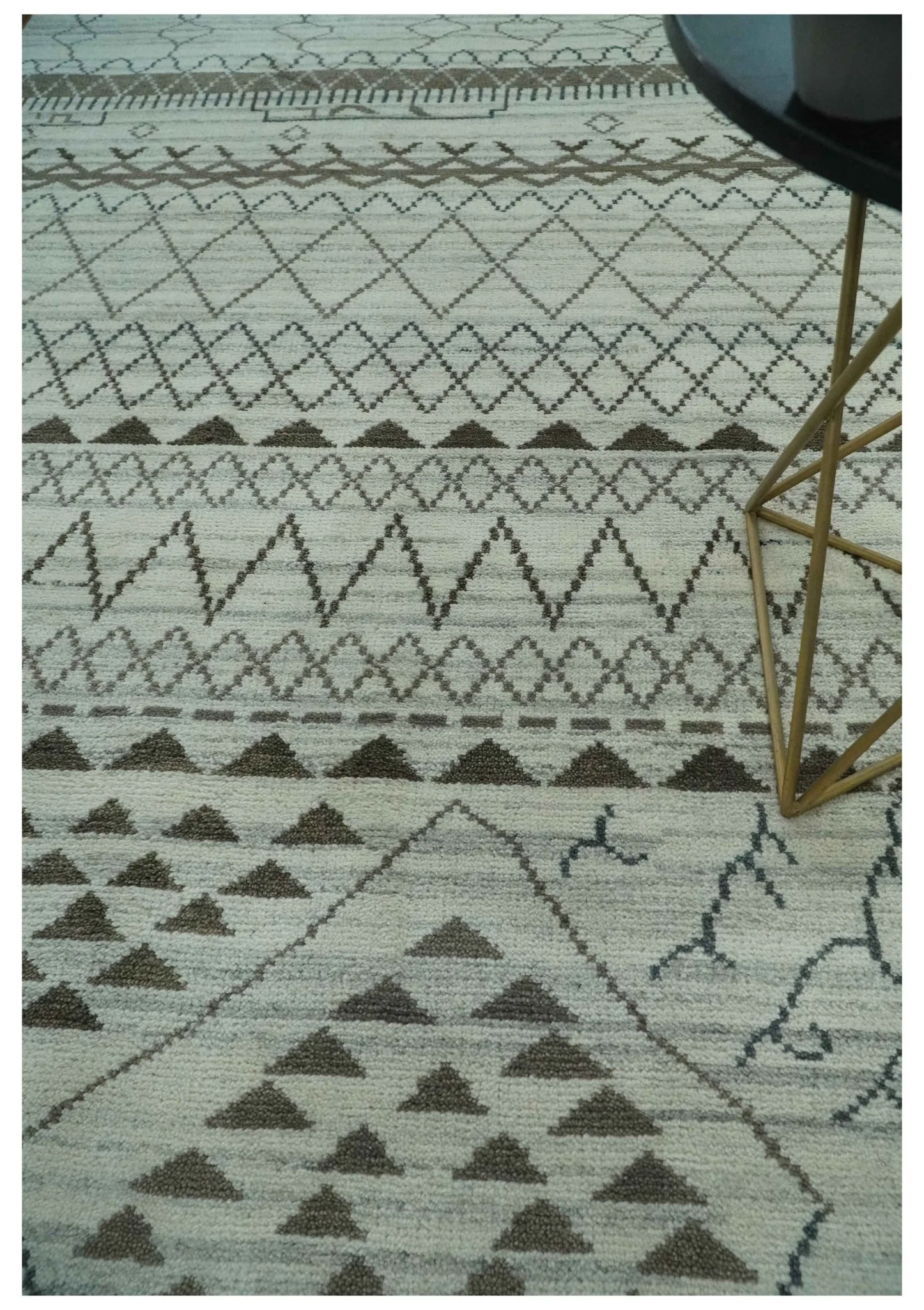 Ivory, Gray and Charcoal Hand Knotted Multi size Southwestern wool area Rug - Image 3