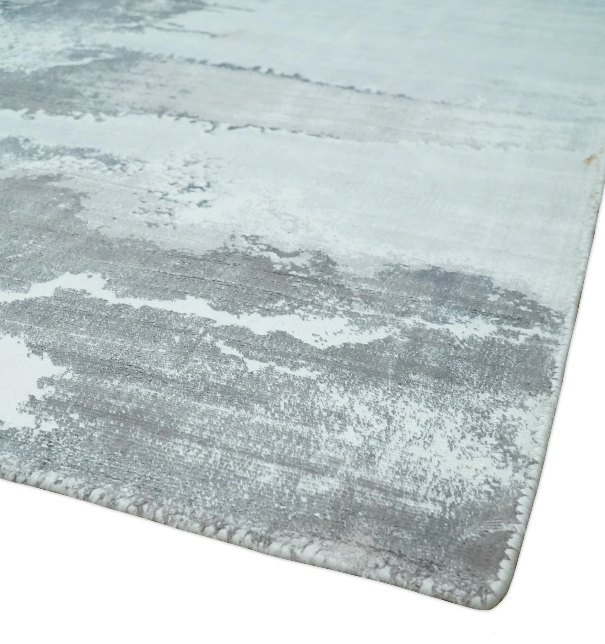 8x10 Ivory, Gray and Charcoal Modern Abstract Hand Tufted Art Silk Area Rug - Image 5