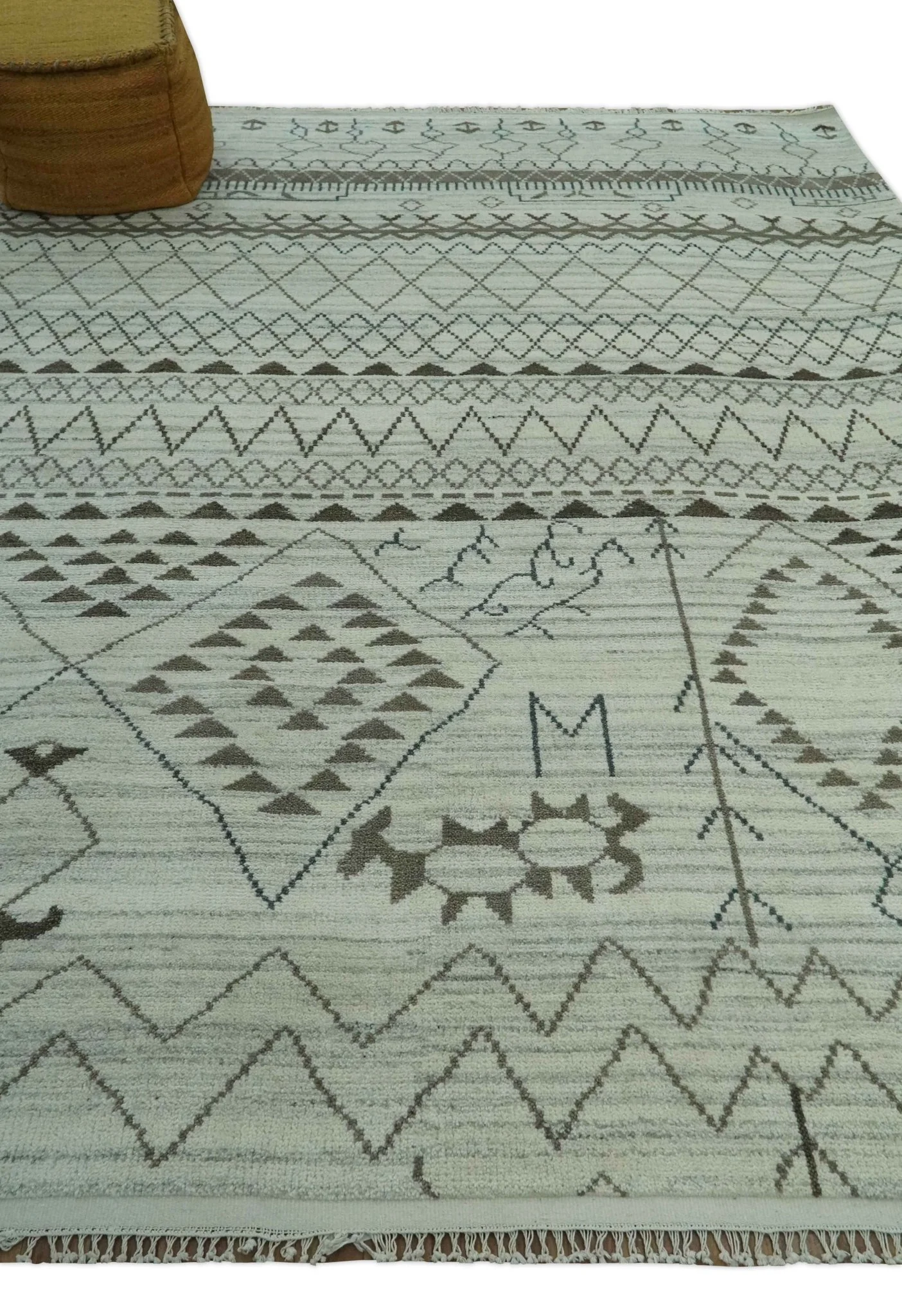 8x10 Ivory, Gray and Charcoal Hand Knotted Multi size Southwestern wool area Rug - Image 4