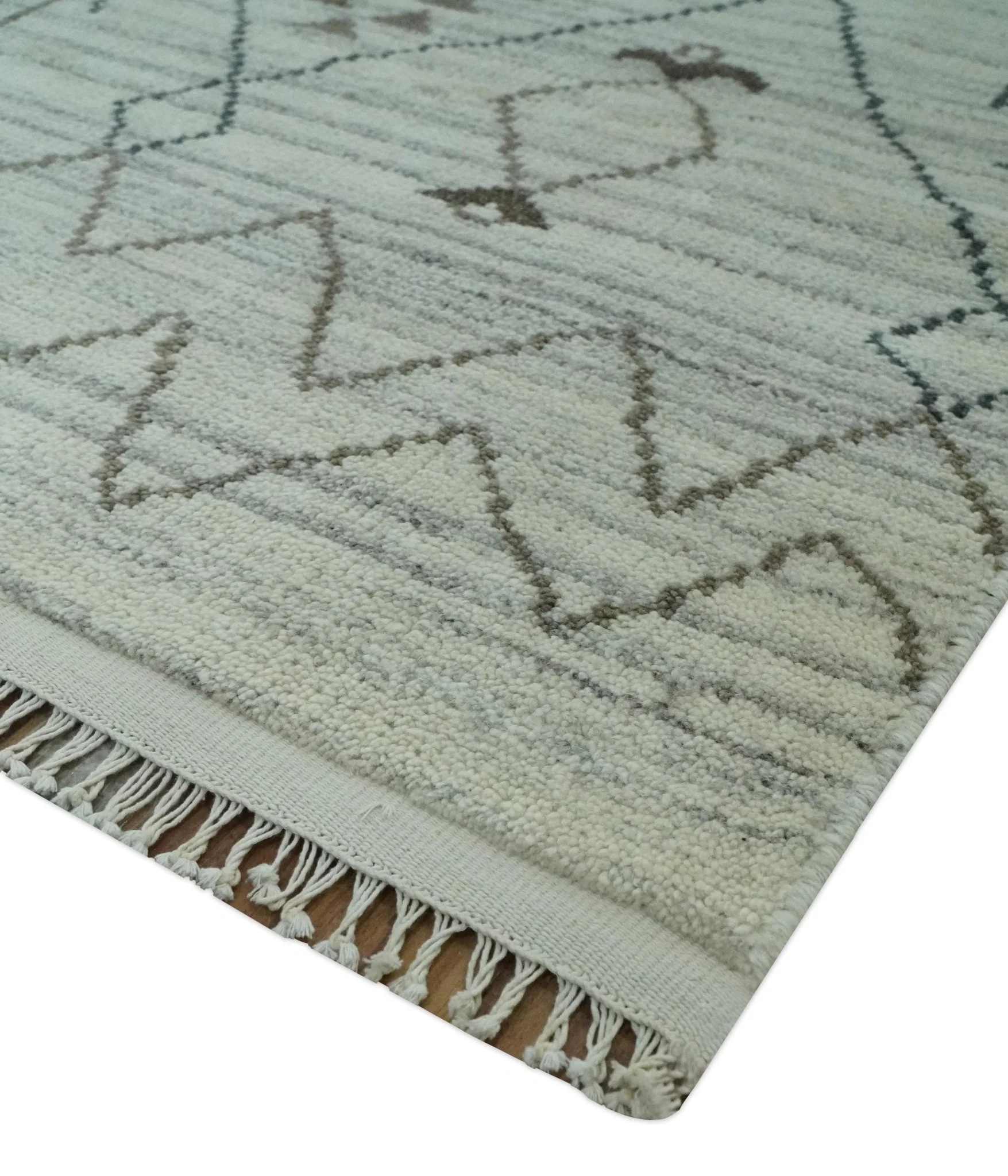 8x10 Ivory, Gray and Charcoal Hand Knotted Multi size Southwestern wool area Rug - Image 6