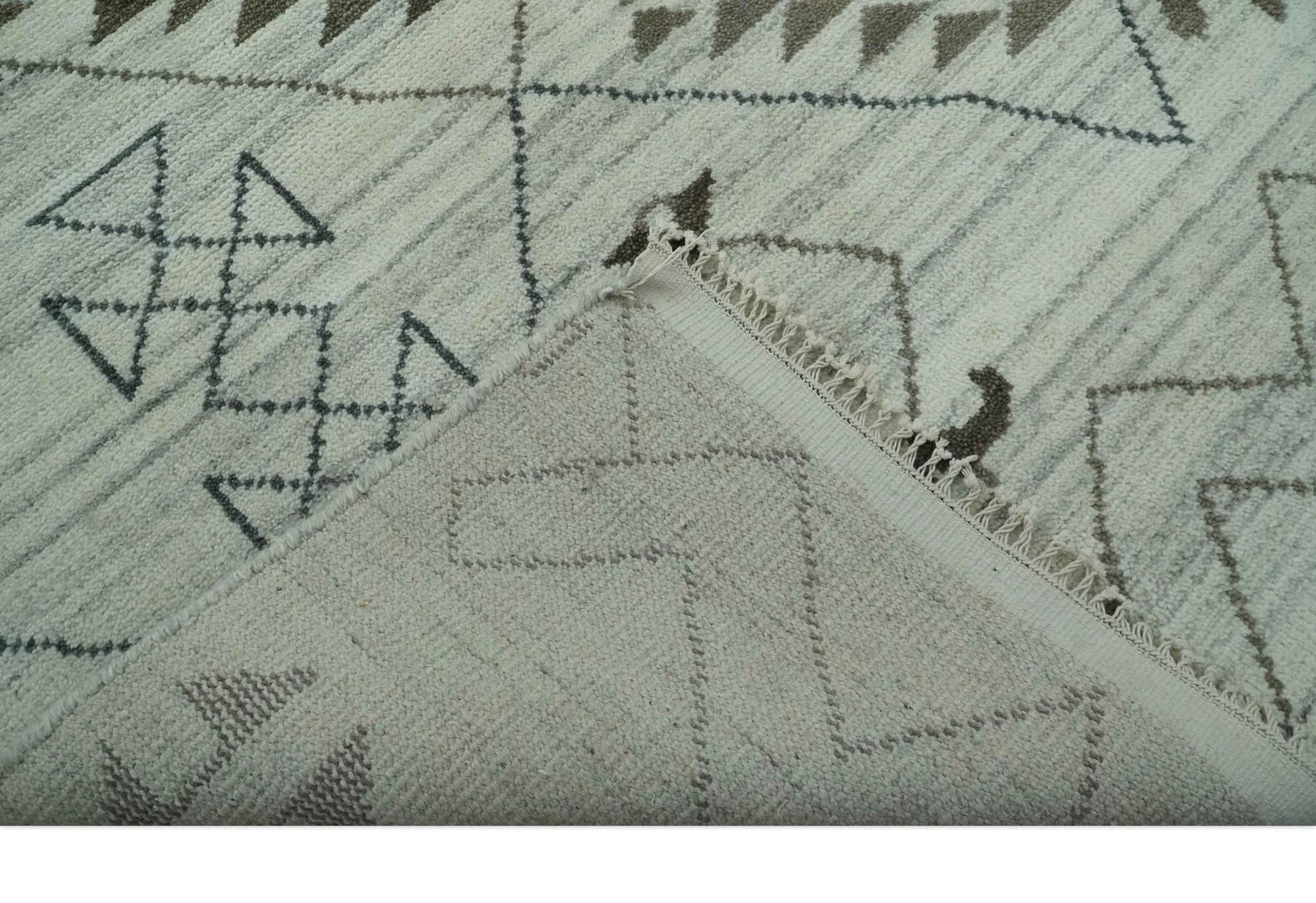8x10 Ivory, Gray and Charcoal Hand Knotted Multi size Southwestern wool area Rug - Image 7