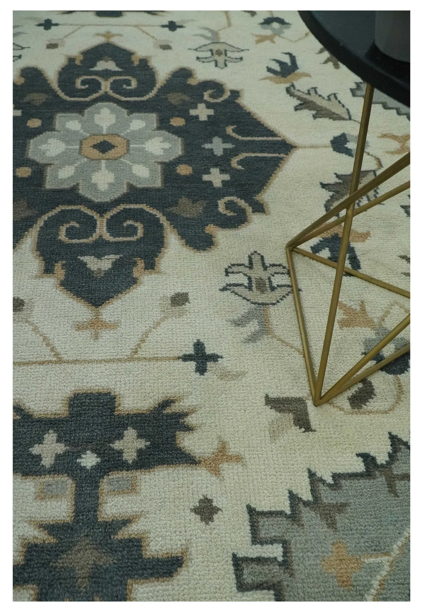 Custom Made Ivory, Gray, Camel and Charcoal Traditional Multi Size Wool Area Rug - Image 3
