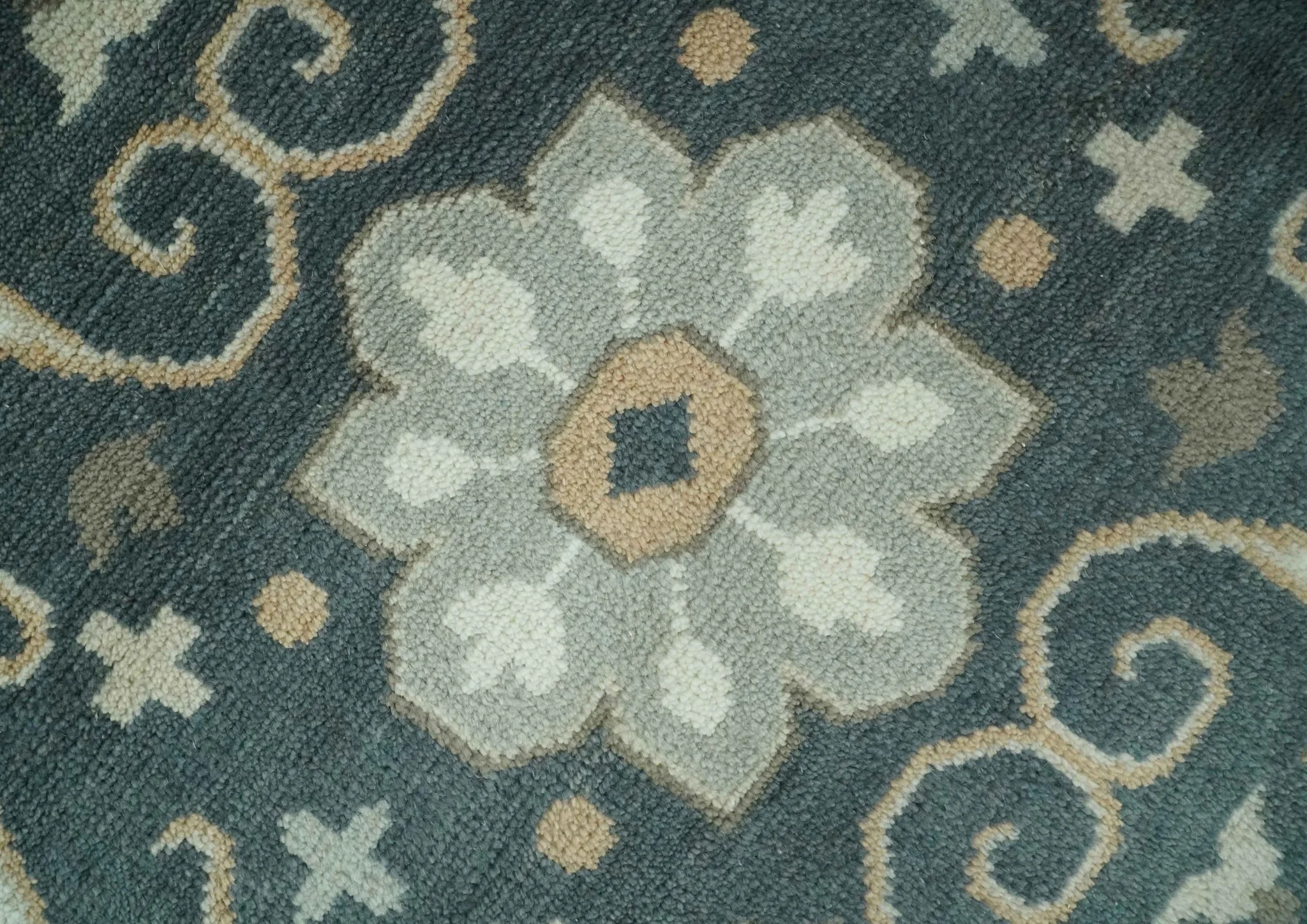 Custom Made Ivory, Gray, Camel and Charcoal Traditional Multi Size Wool Area Rug - Image 5