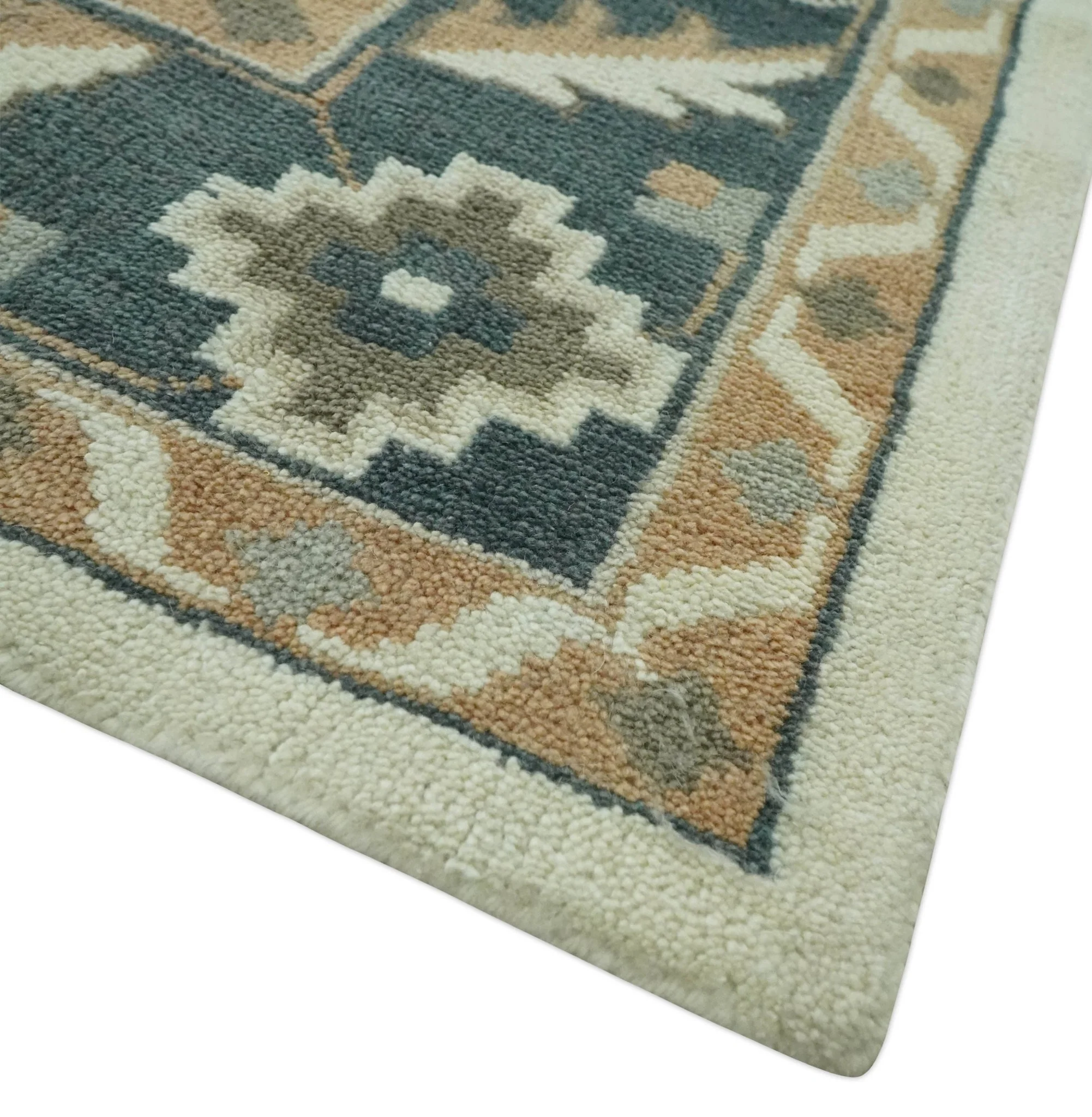 Custom Made Ivory, Gray, Camel and Charcoal Traditional Multi Size Wool Area Rug - Image 6
