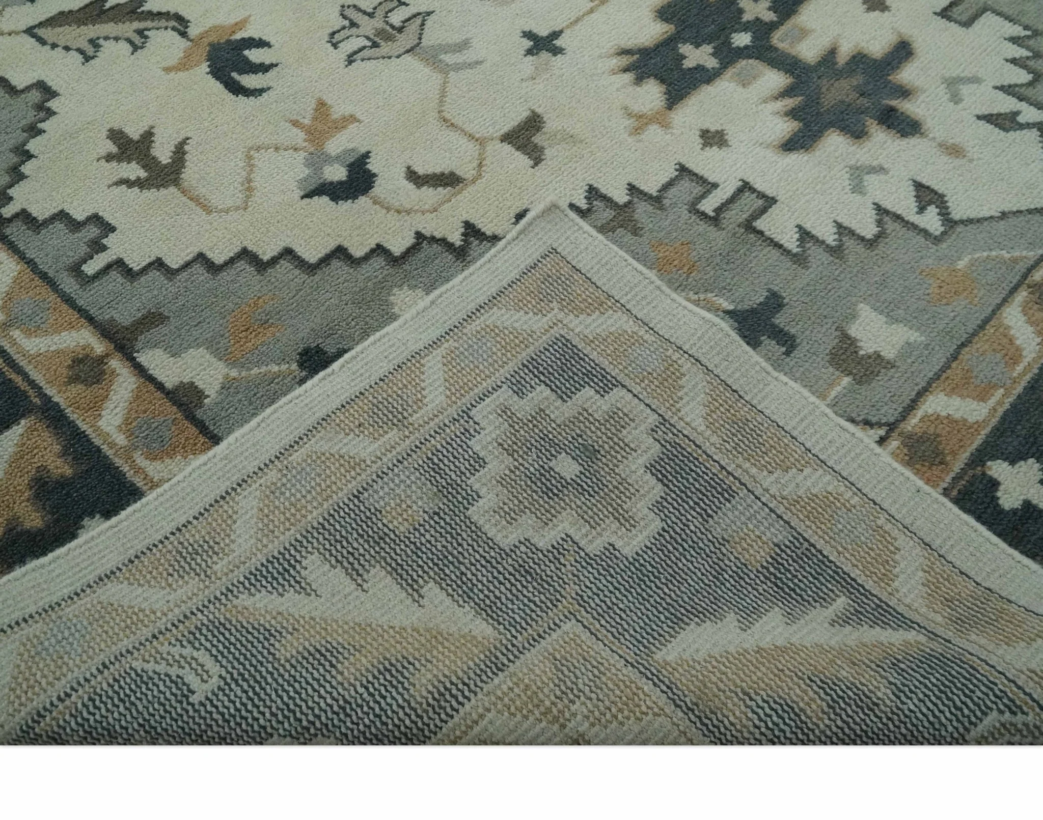 Custom Made Ivory, Gray, Camel and Charcoal Traditional Multi Size Wool Area Rug - Image 7