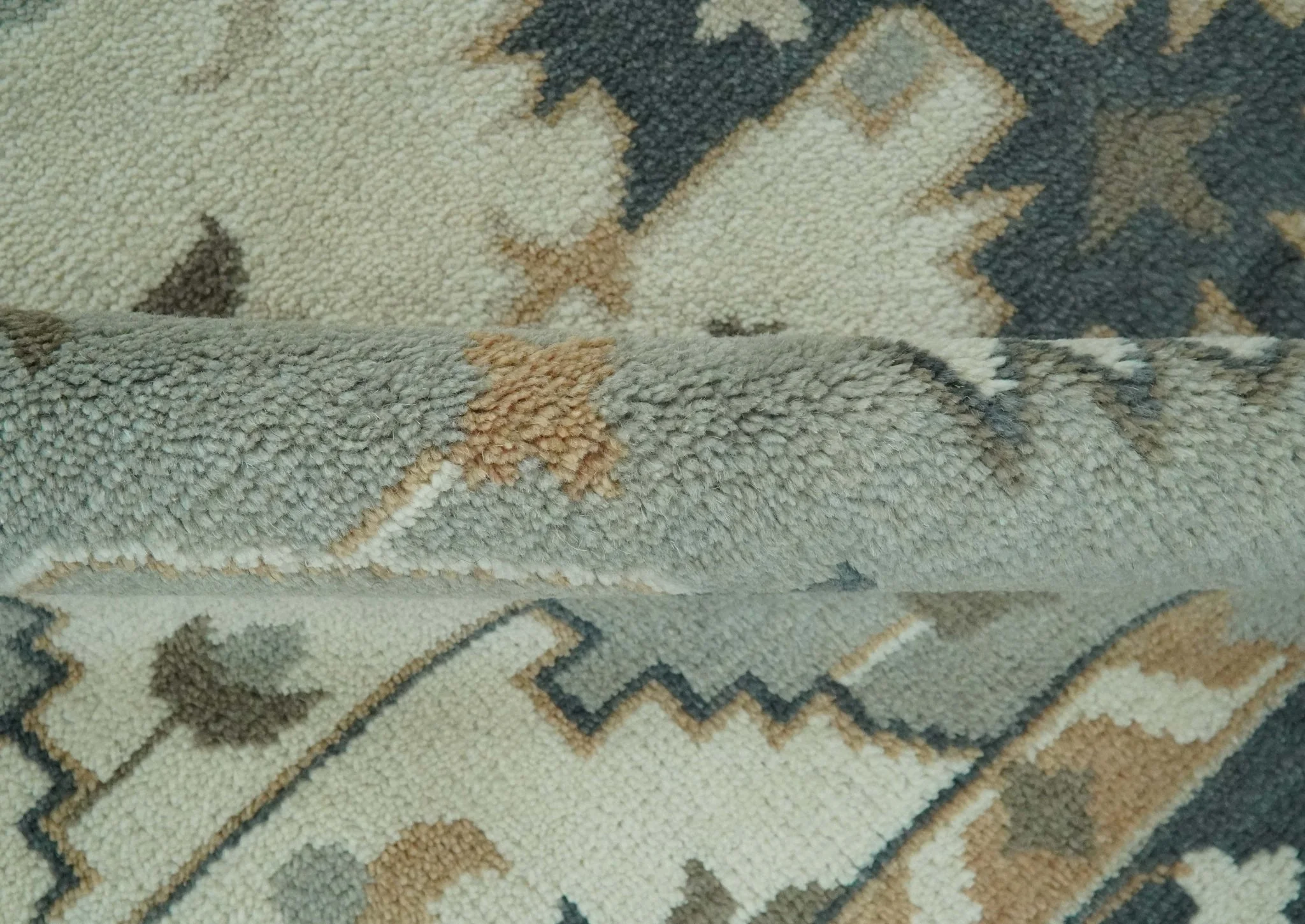Custom Made Ivory, Gray, Camel and Charcoal Traditional Multi Size Wool Area Rug - Image 8