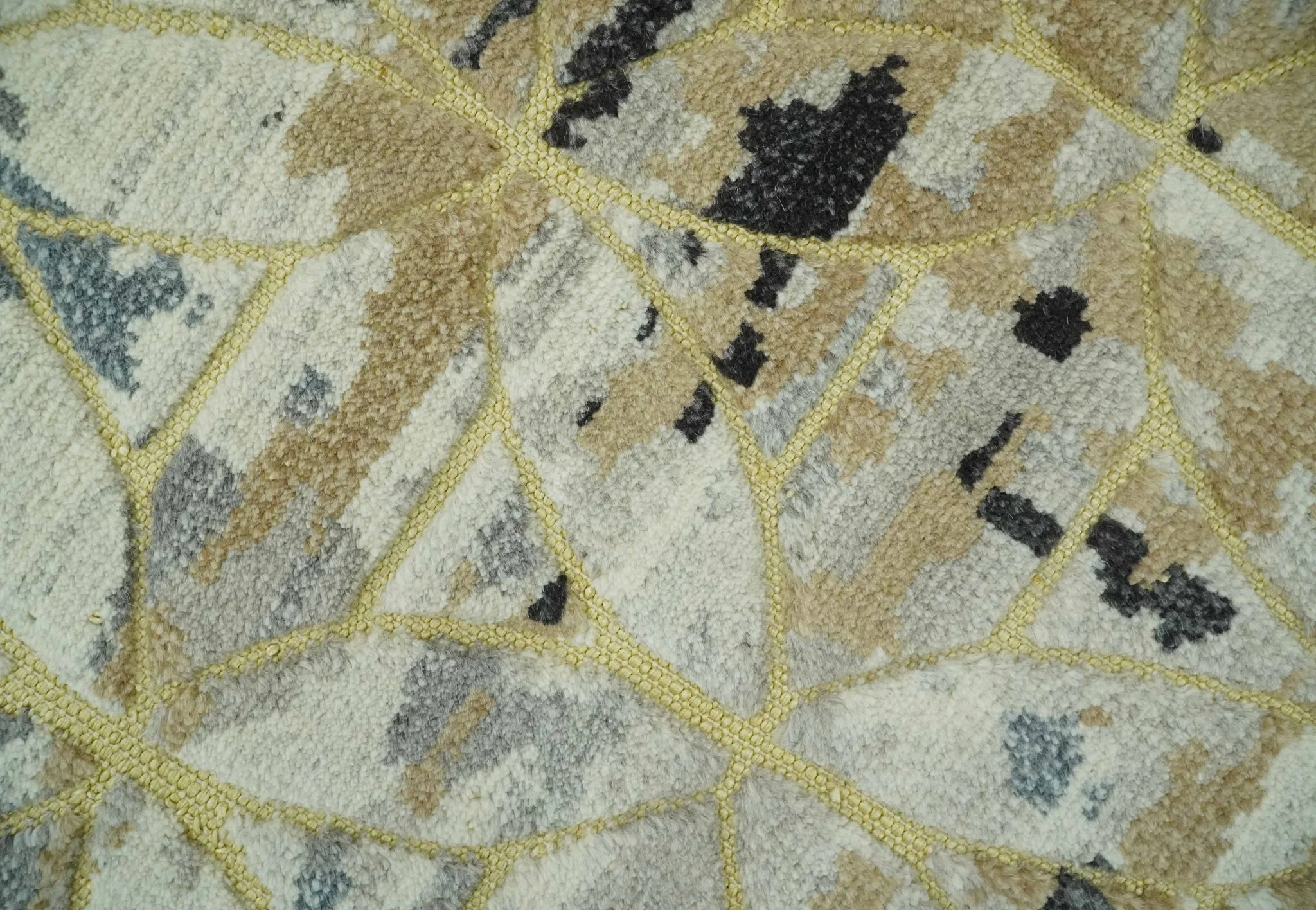 Carved Texture Abstract Ivory, Gray, Camel, Charcoal and Gold Hand Knotted 5x8 wool Rug - Image 7