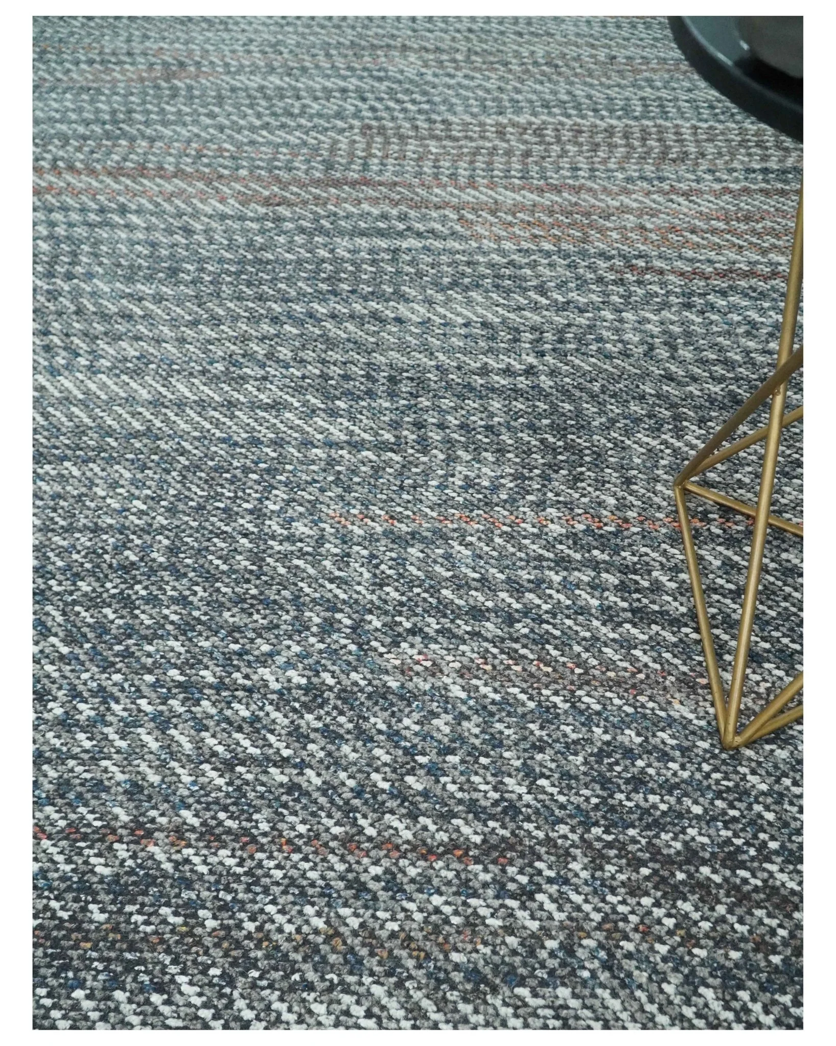 Ivory, Gray, Charcoal and Brown Antique Stripes Design Hand knotted 8x10 wool Area Rug - Image 2