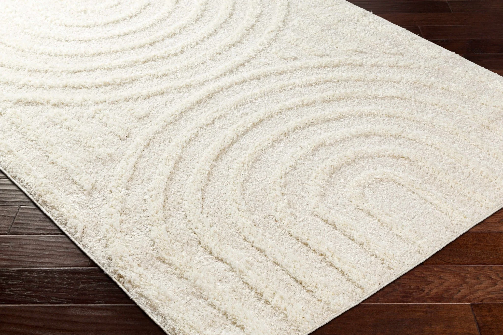Ivory Modern Geometrical High Low Texture Plush Pile Moroccan Style area Rug - Image 6