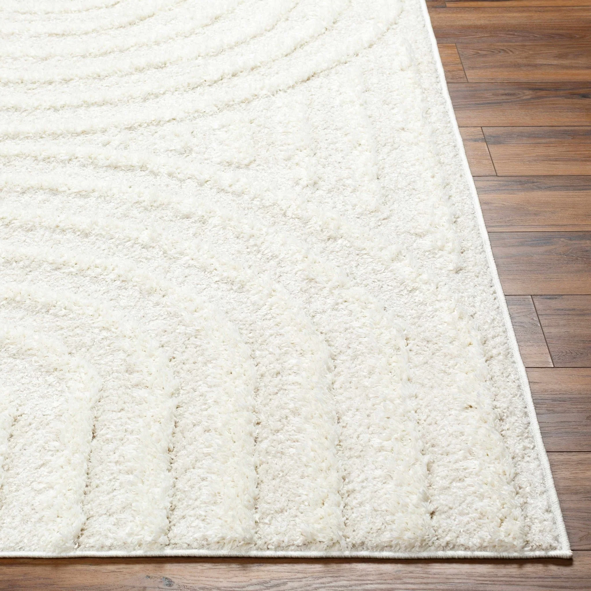 Ivory Modern Geometrical High Low Texture Plush Pile Moroccan Style area Rug - Image 8