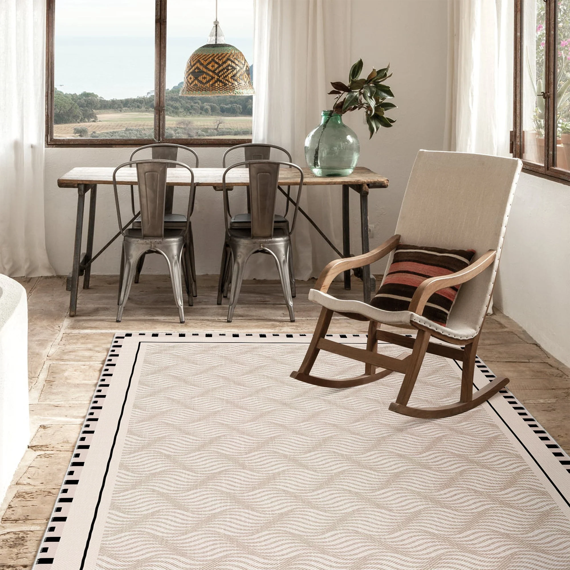 Ivory Modern Style Cotton Machine Washable Area Rug - Image 2