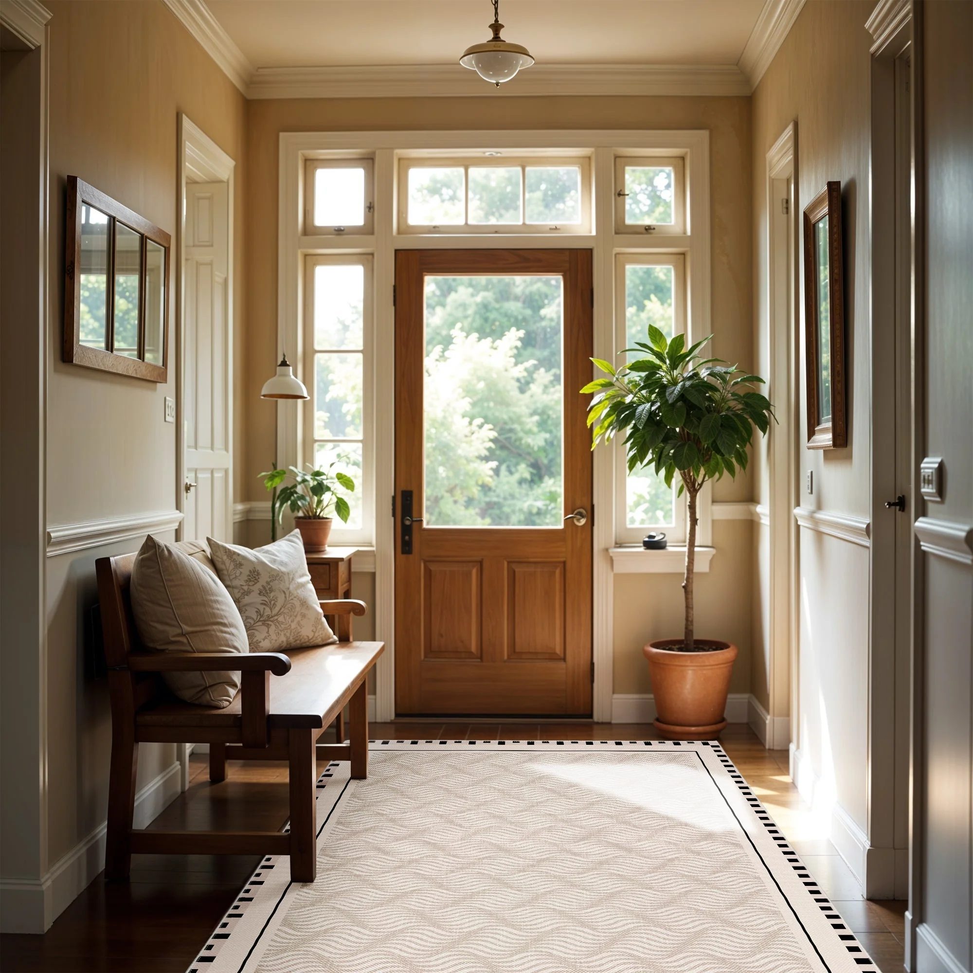 Ivory Modern Style Cotton Machine Washable Area Rug - Image 3