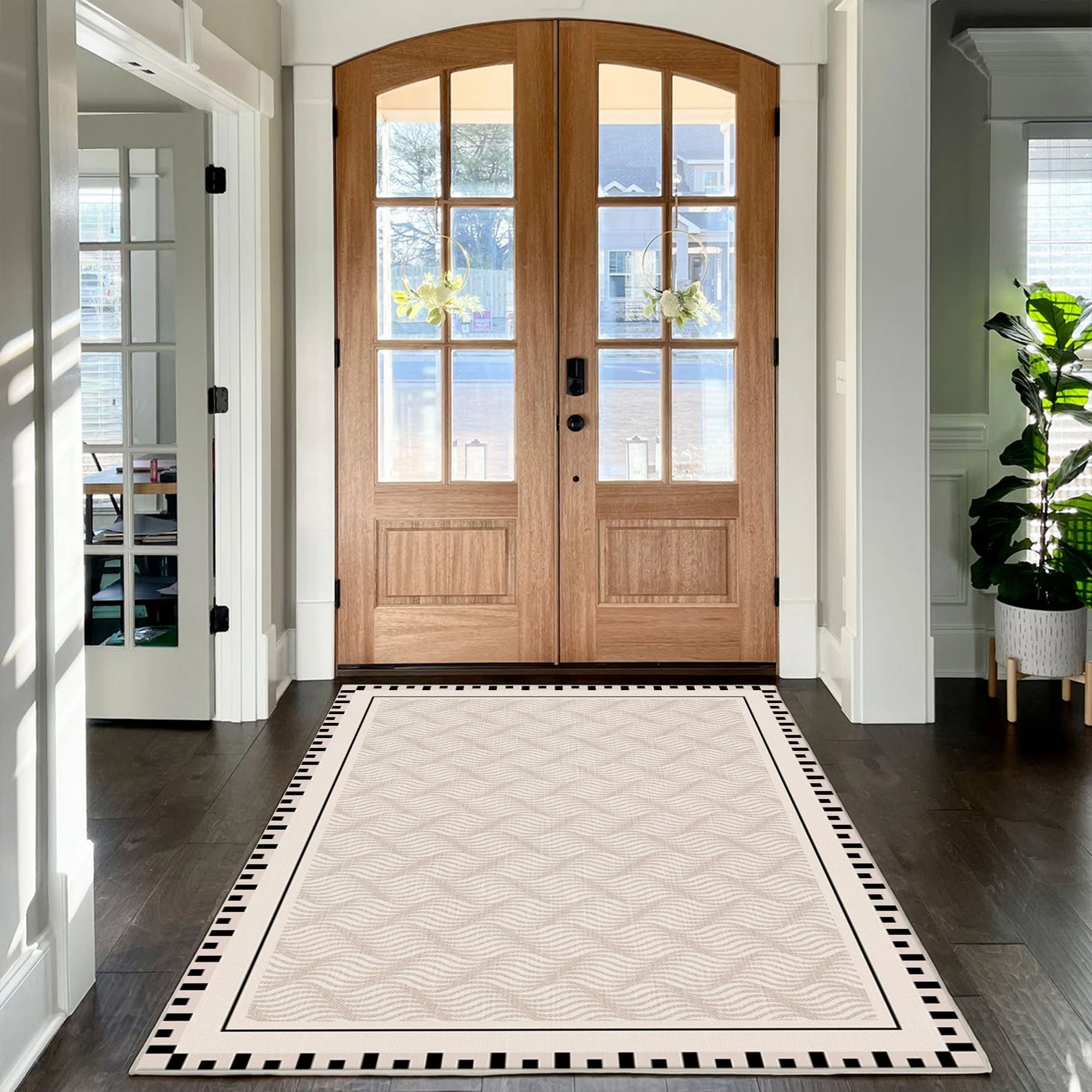 Ivory Modern Style Cotton Machine Washable Area Rug - Image 5