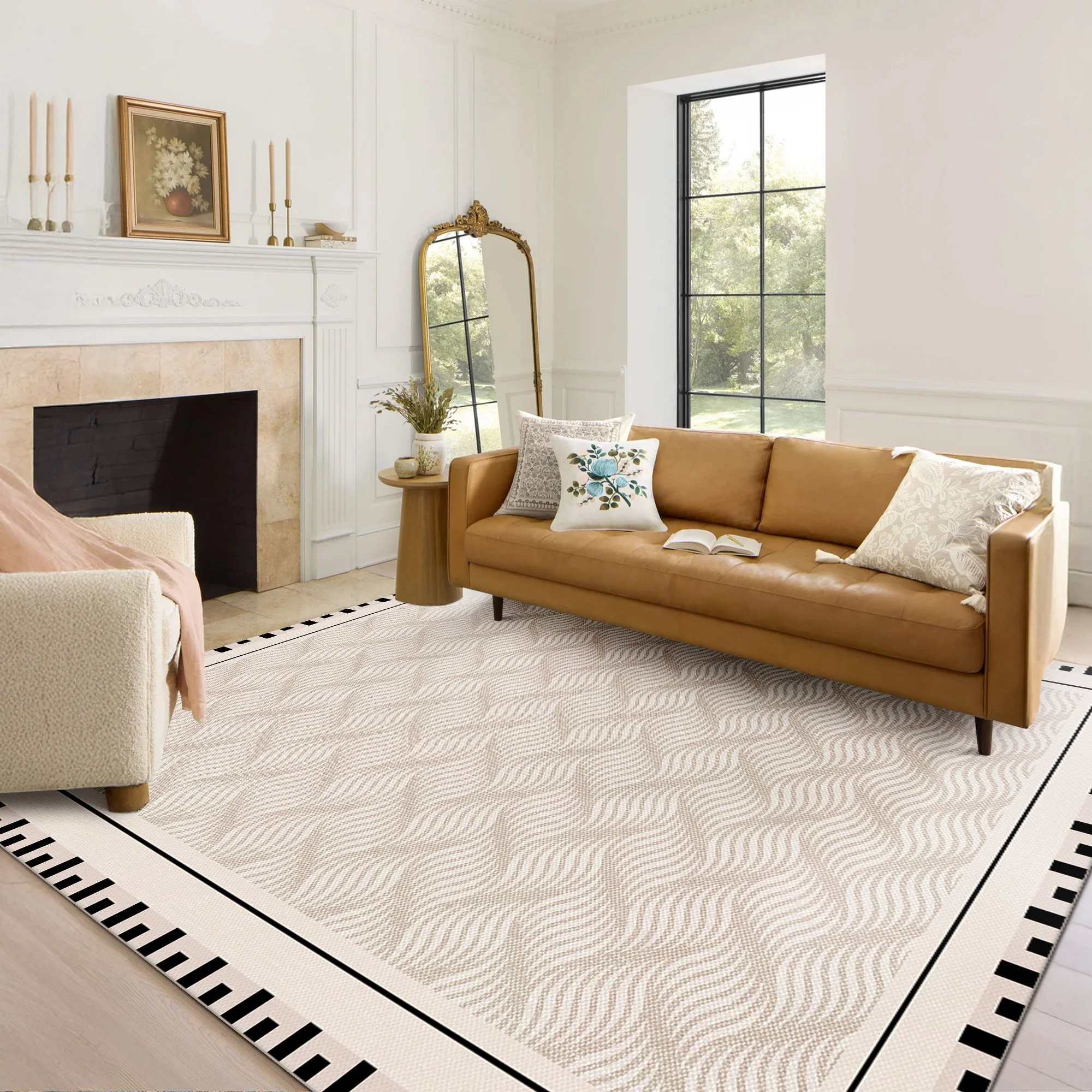 Ivory Modern Style Cotton Machine Washable Area Rug - Image 6