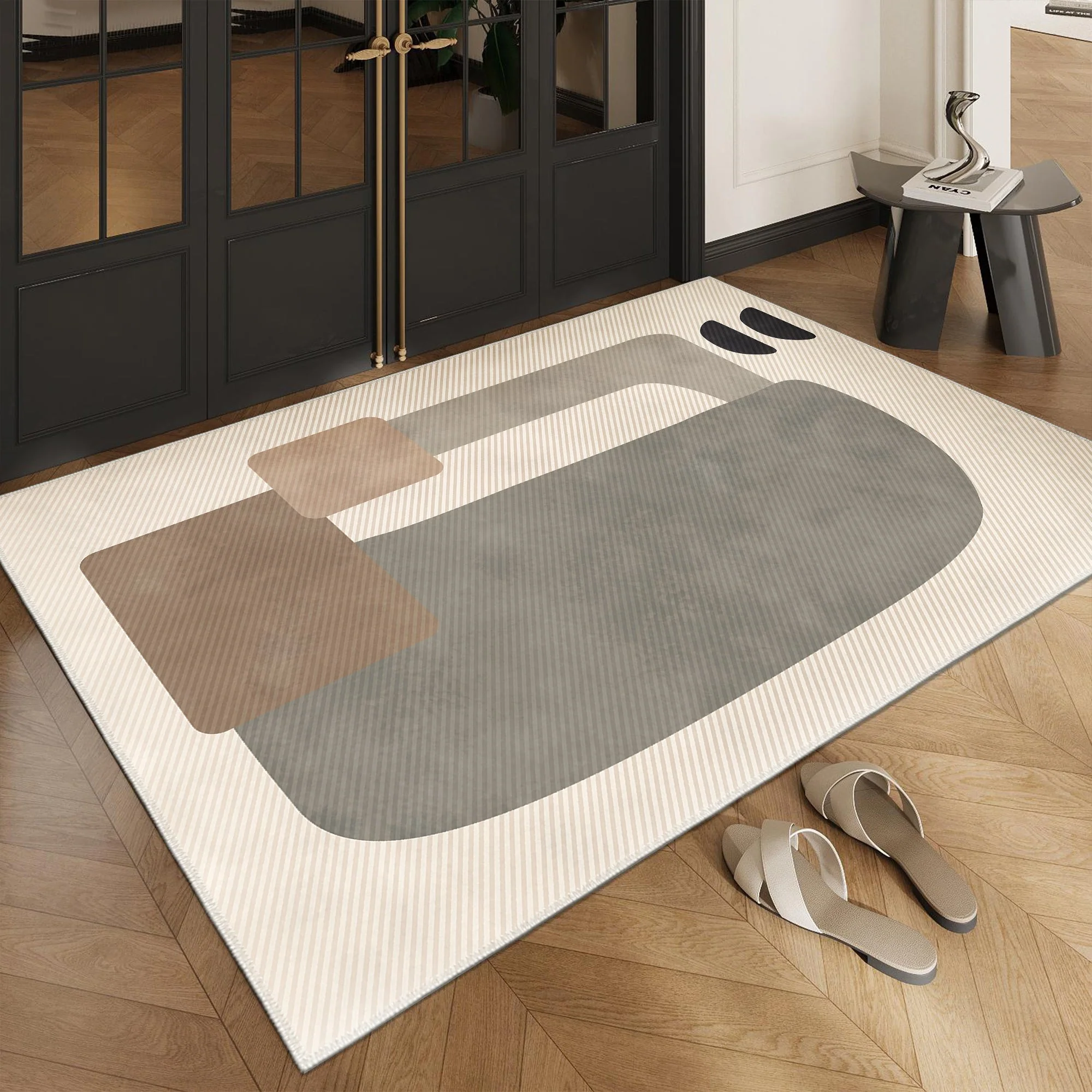 Ivory Modern Style Cotton Machine Washable Area Rug - Image 5