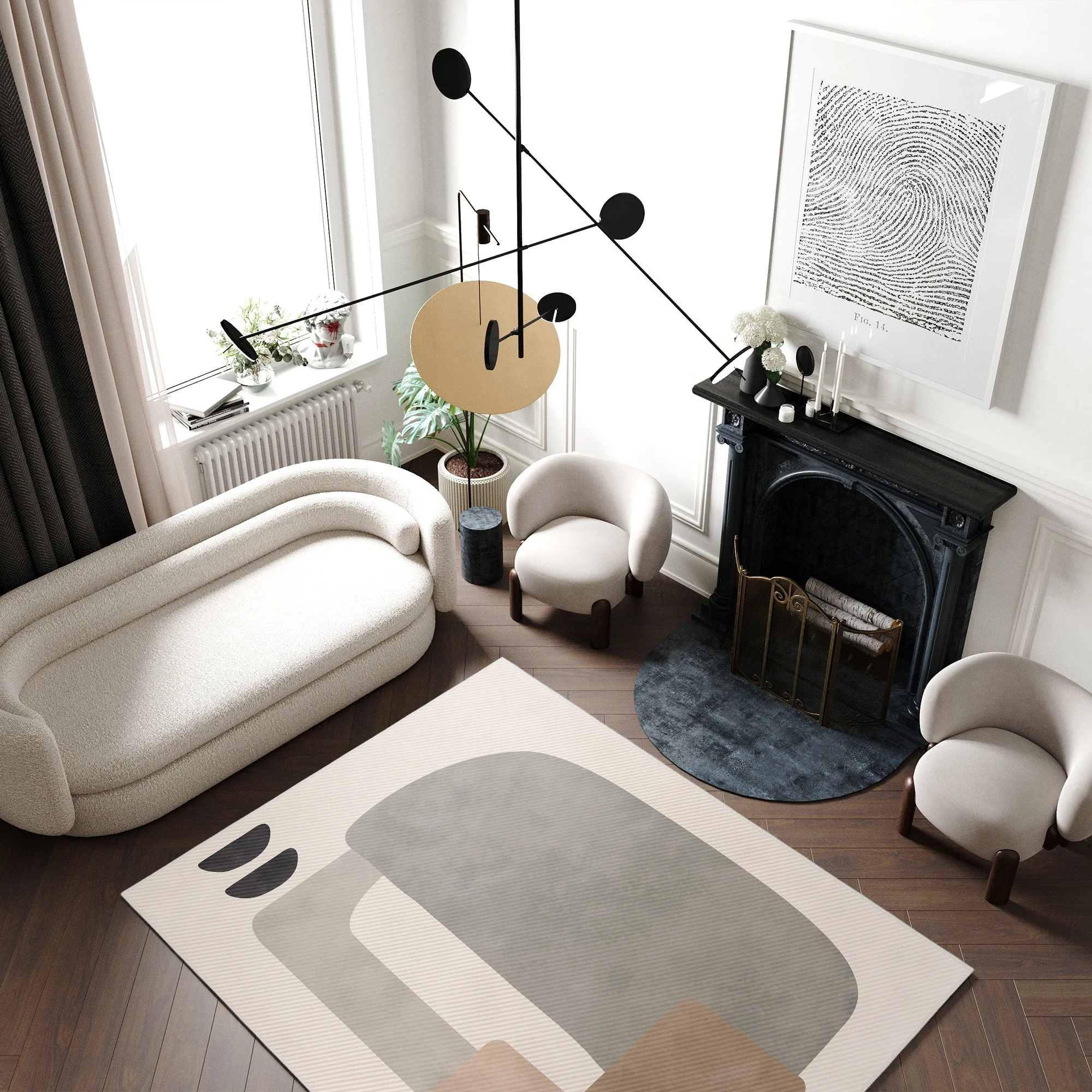 Ivory Modern Style Cotton Machine Washable Area Rug - Image 6