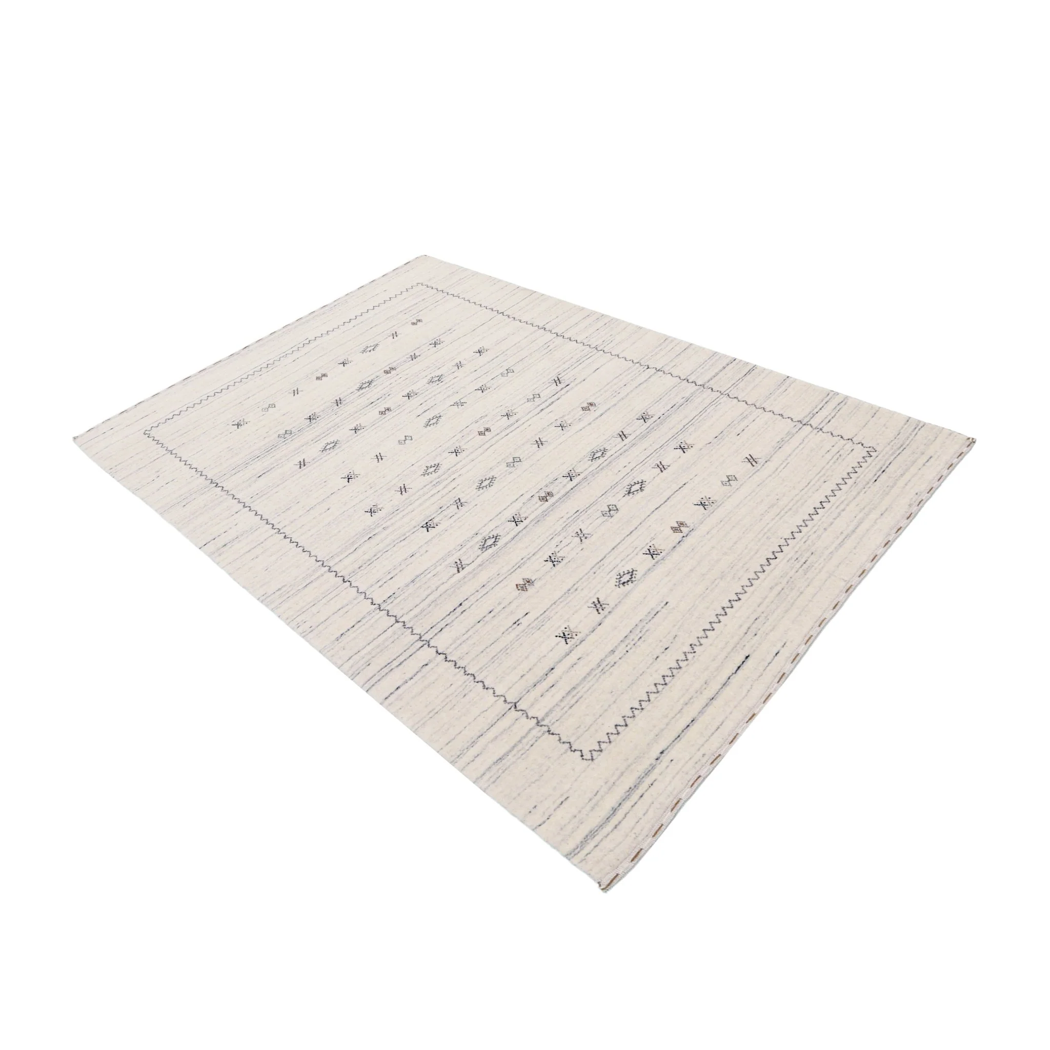 Ivory Modern Tribals Design Hand Loomed Wool Area Rug - Image 4
