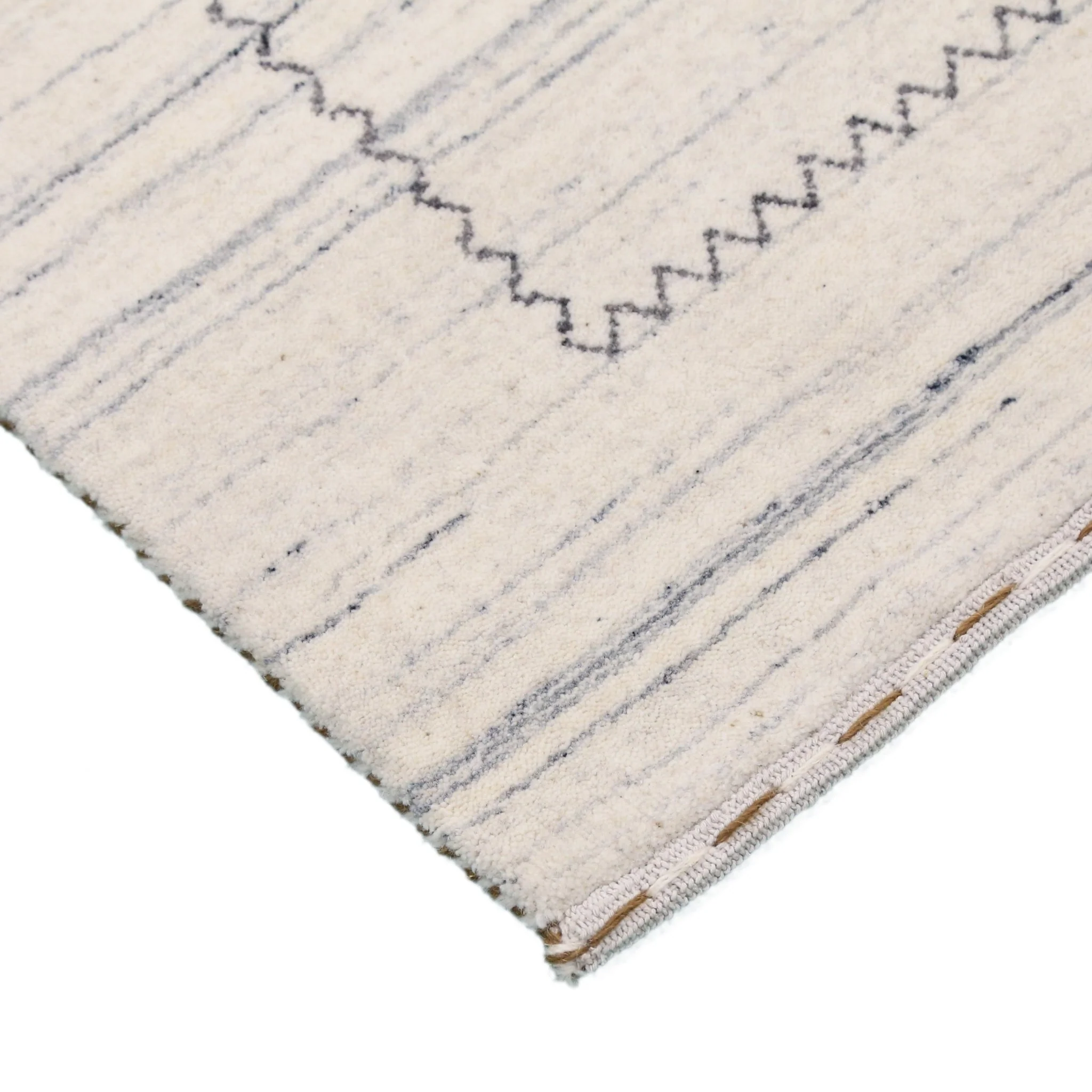 Ivory Modern Tribals Design Hand Loomed Wool Area Rug - Image 5