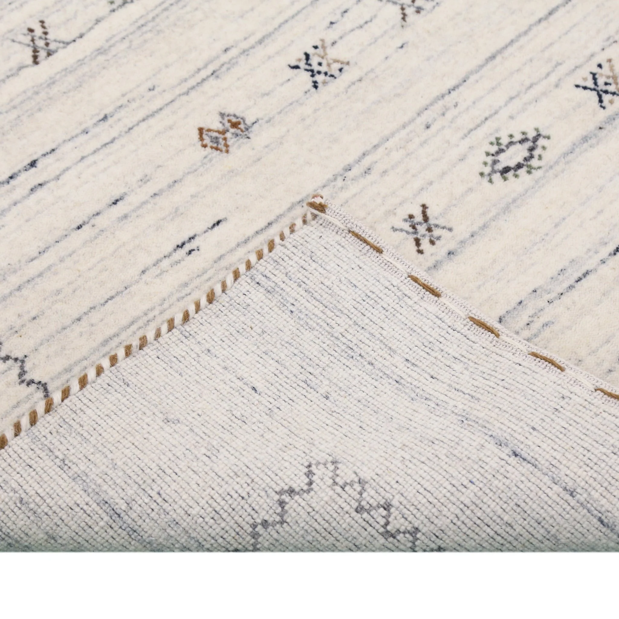 Ivory Modern Tribals Design Hand Loomed Wool Area Rug - Image 6