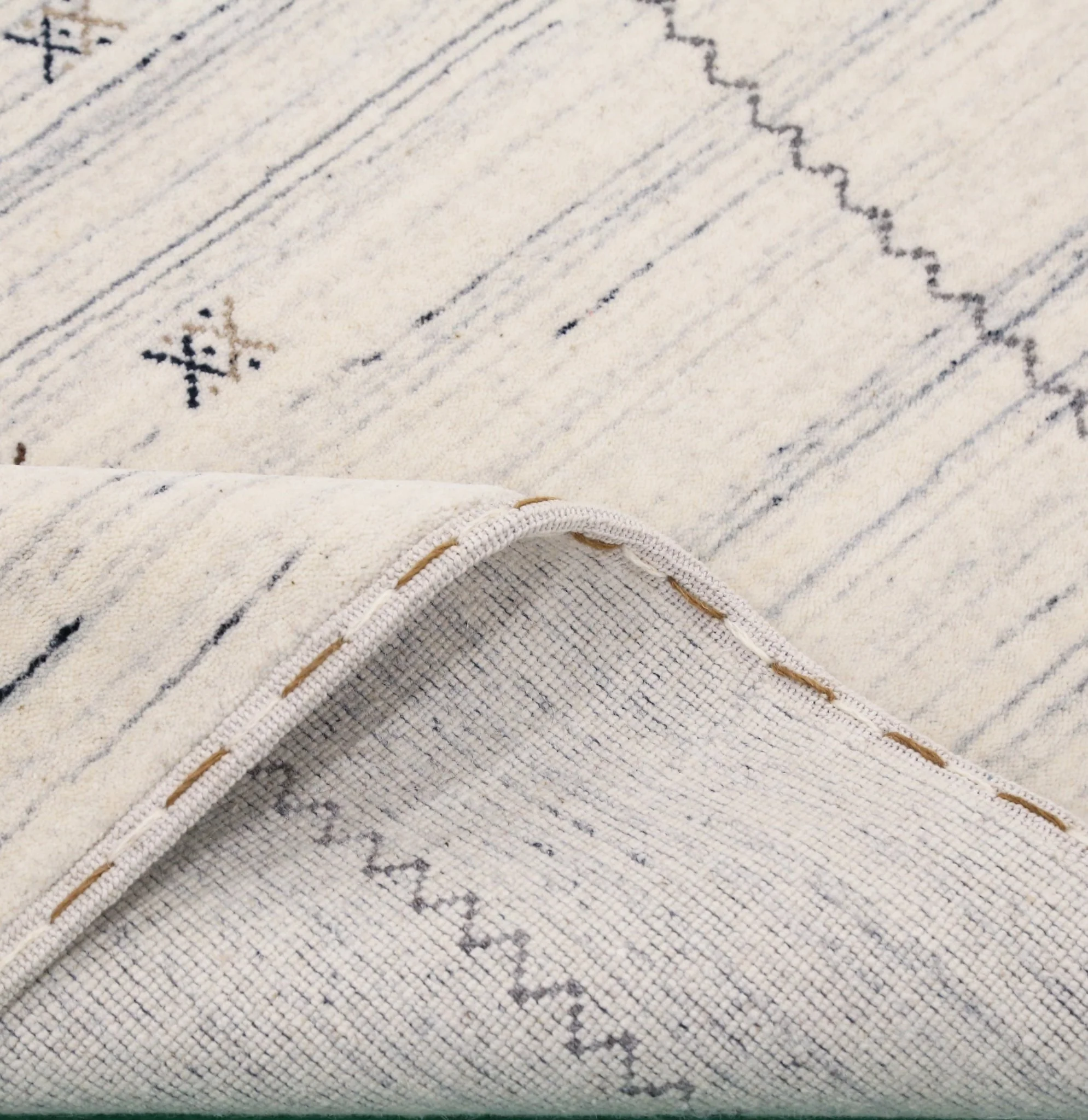 Ivory Modern Tribals Design Hand Loomed Wool Area Rug - Image 8
