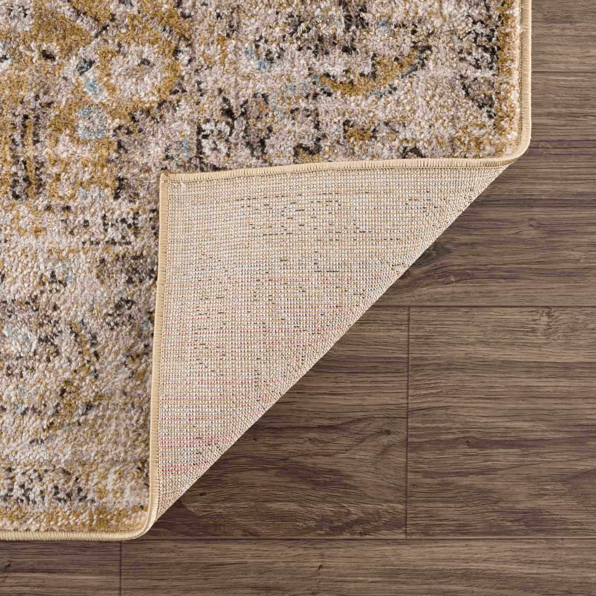 Ivory, Mustard and Charcoal Traditional Design Area Rug - Image 4