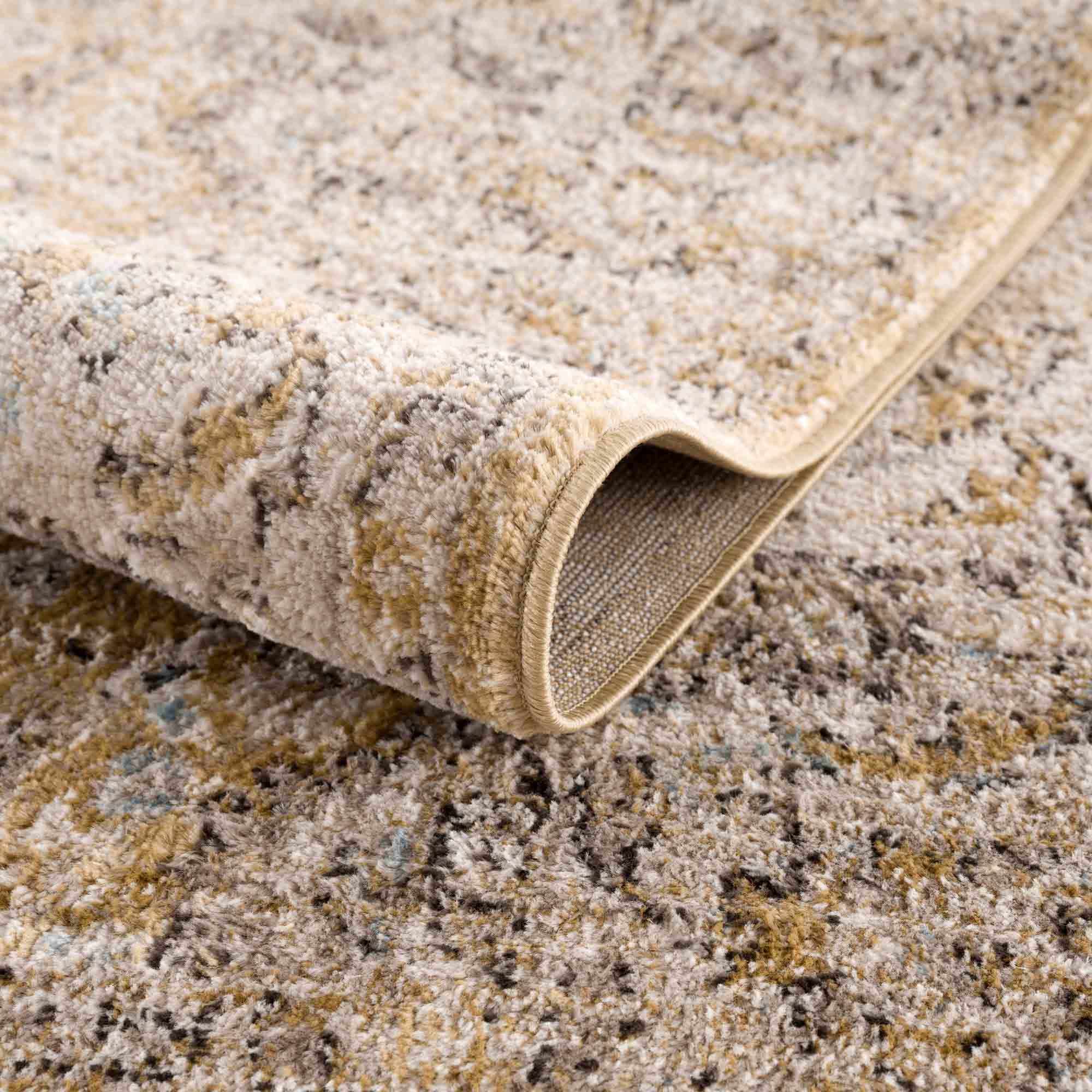 Ivory, Mustard and Charcoal Traditional Design Area Rug - Image 5