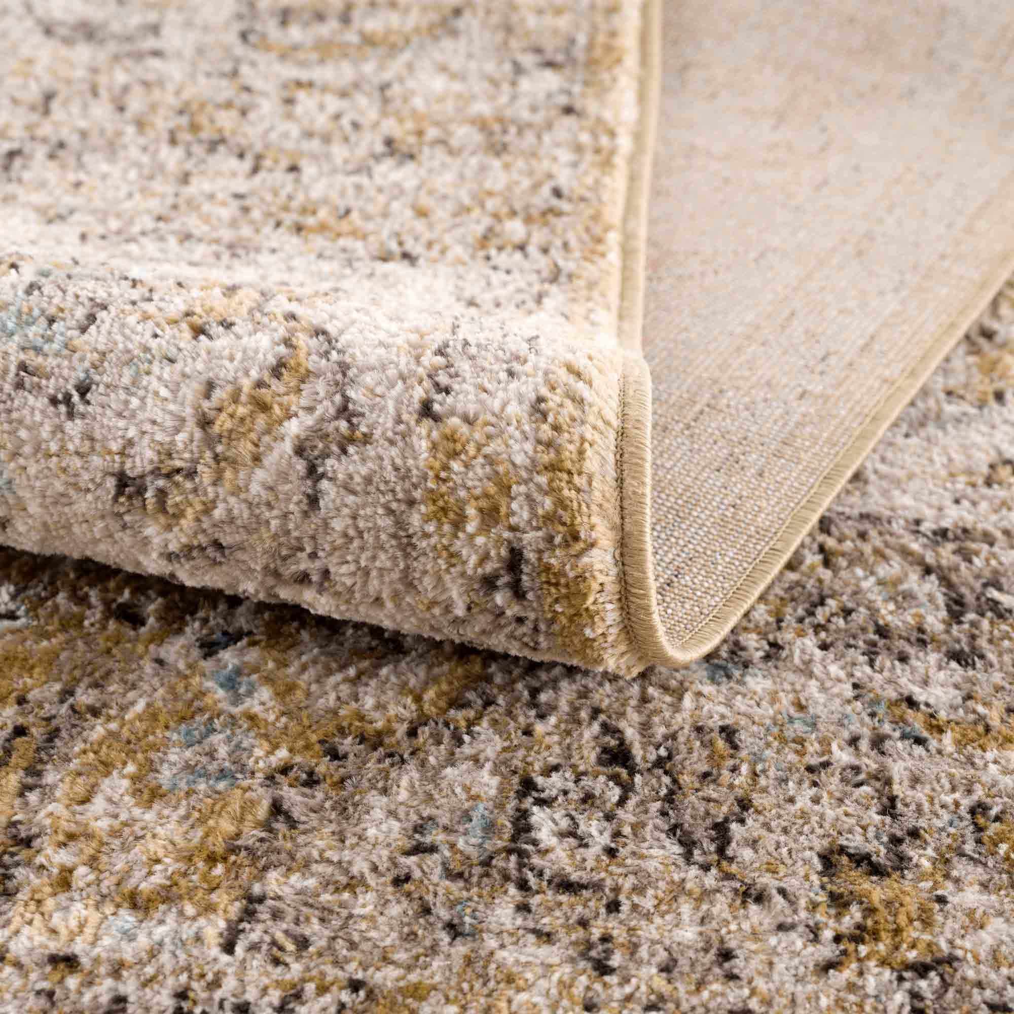 Ivory, Mustard and Charcoal Traditional Design Area Rug - Image 6