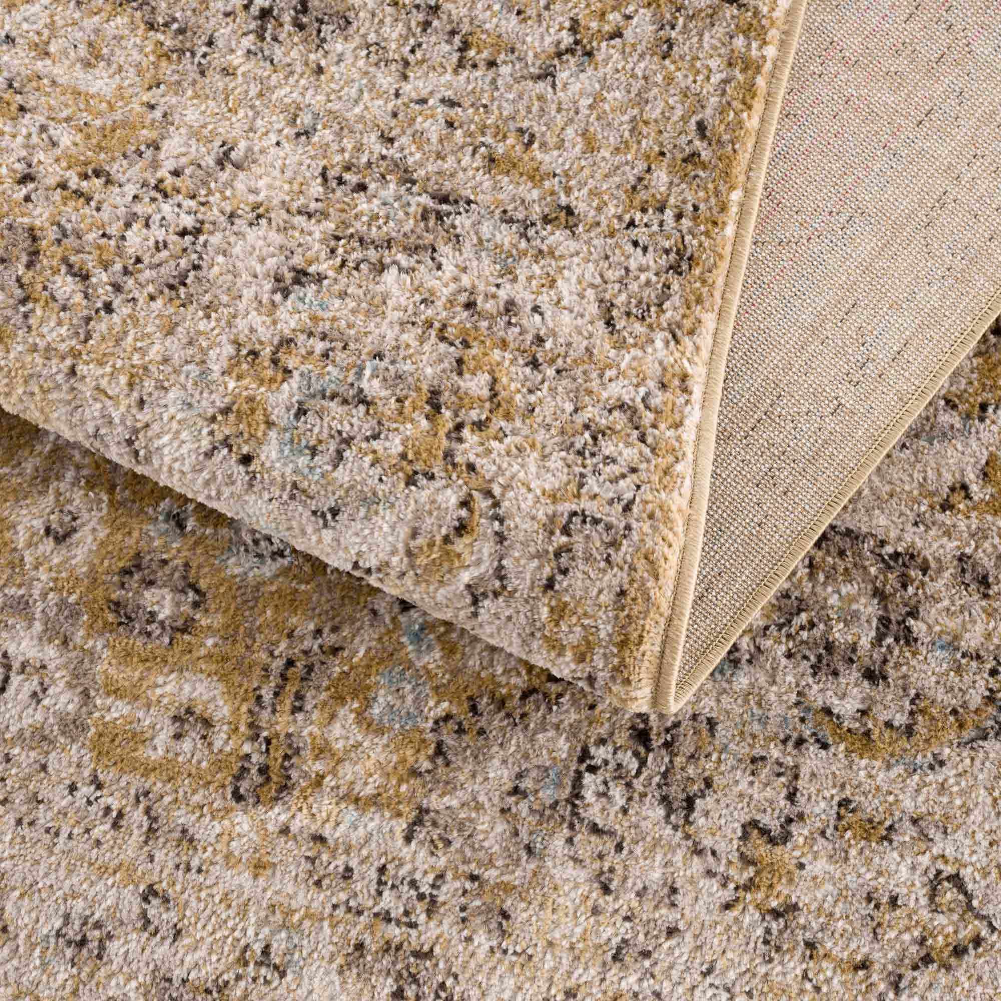 Ivory, Mustard and Charcoal Traditional Design Area Rug - Image 7