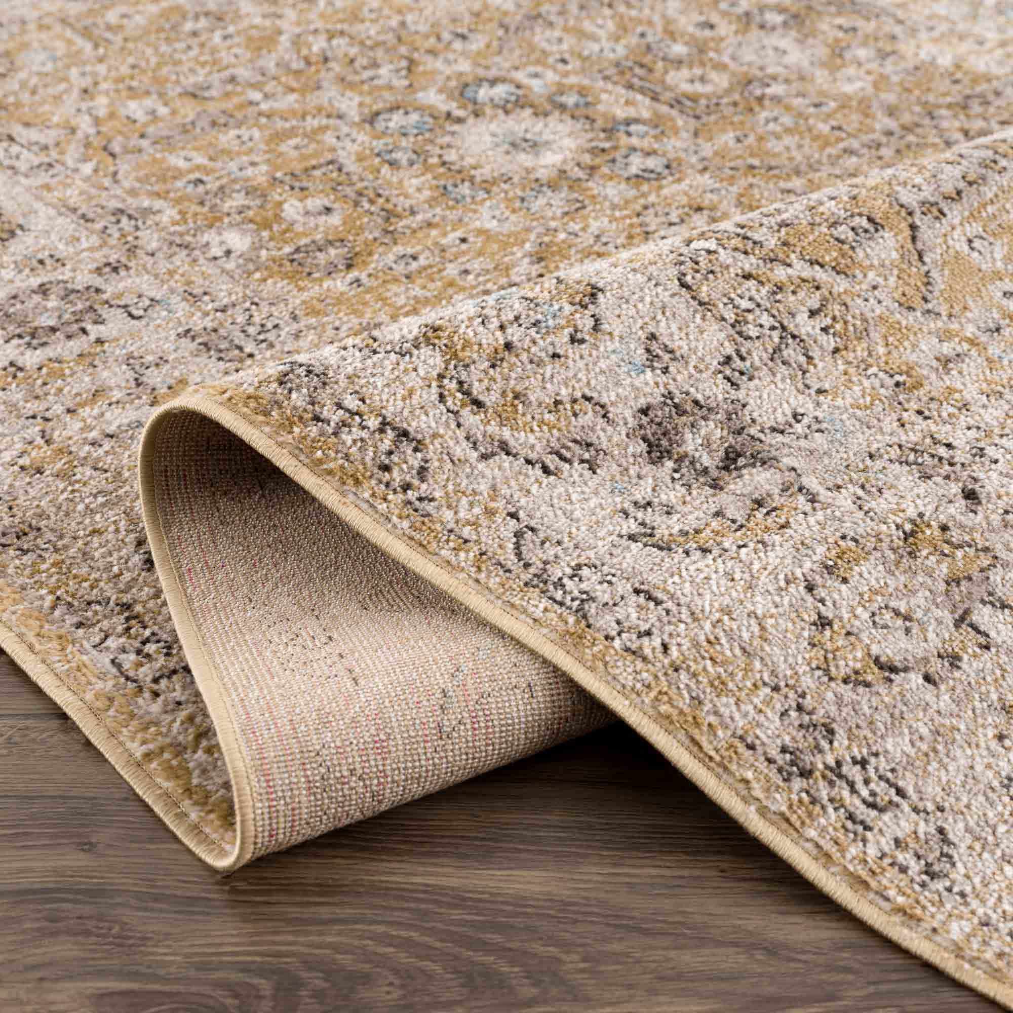 Ivory, Mustard and Charcoal Traditional Design Area Rug - Image 8