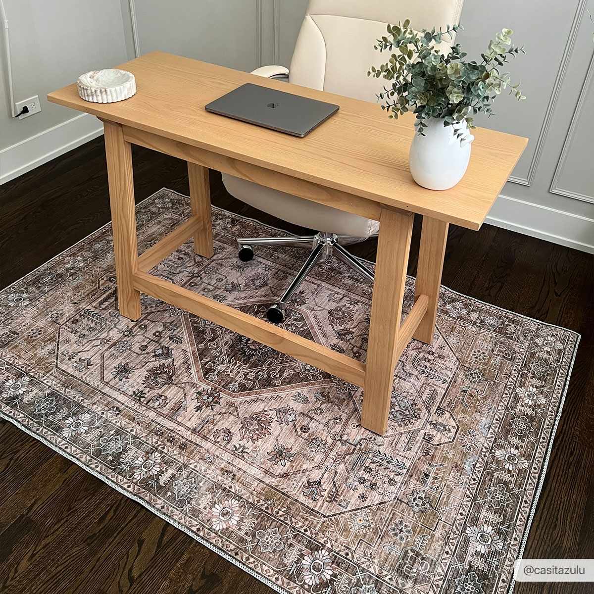 Ivory, Olive and Brown Vintage Style Traditional Floral washable Area Rug - Image 6