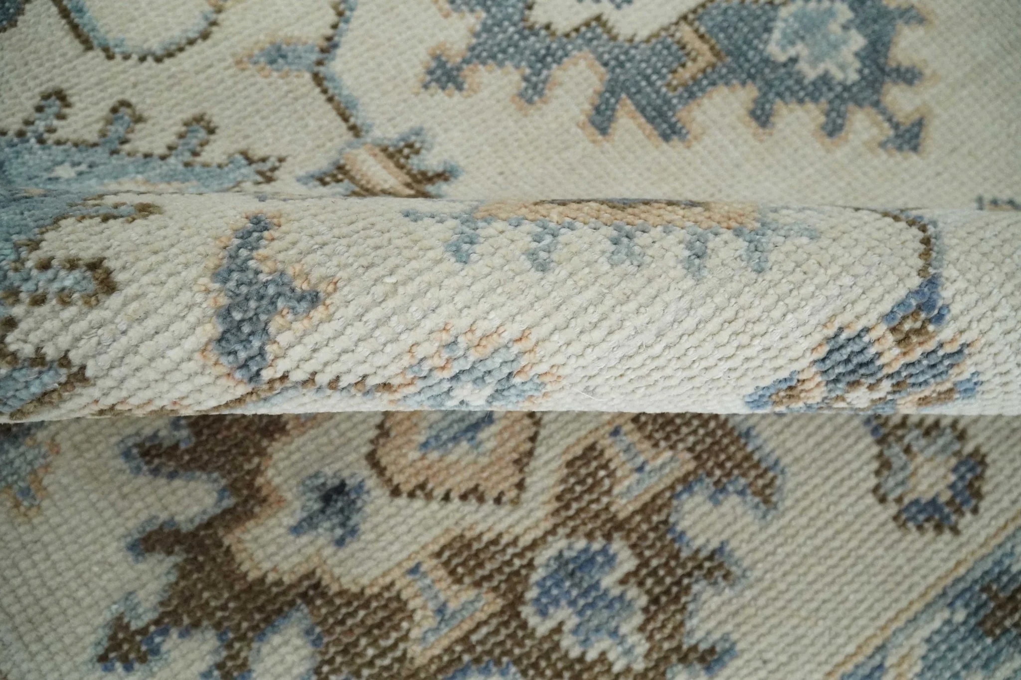 Custom Made Ivory, Peach and Gray Hand knotted Traditional Turkish Design Oushak wool Area Rug - Image 7