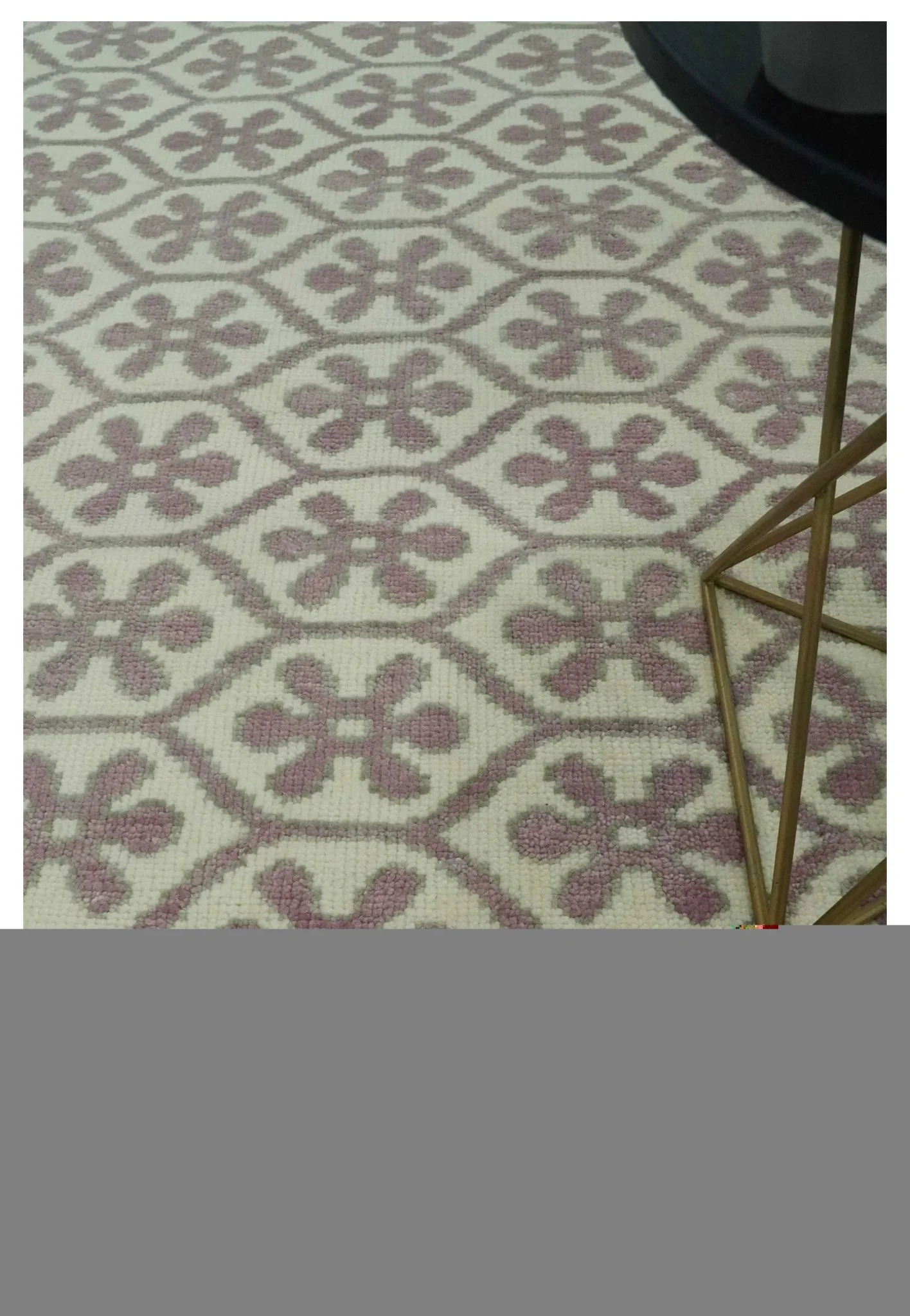 Ivory, Purple and Gray Hand Knotted Geometrical Floral 8x10 wool Area Rug - Image 12