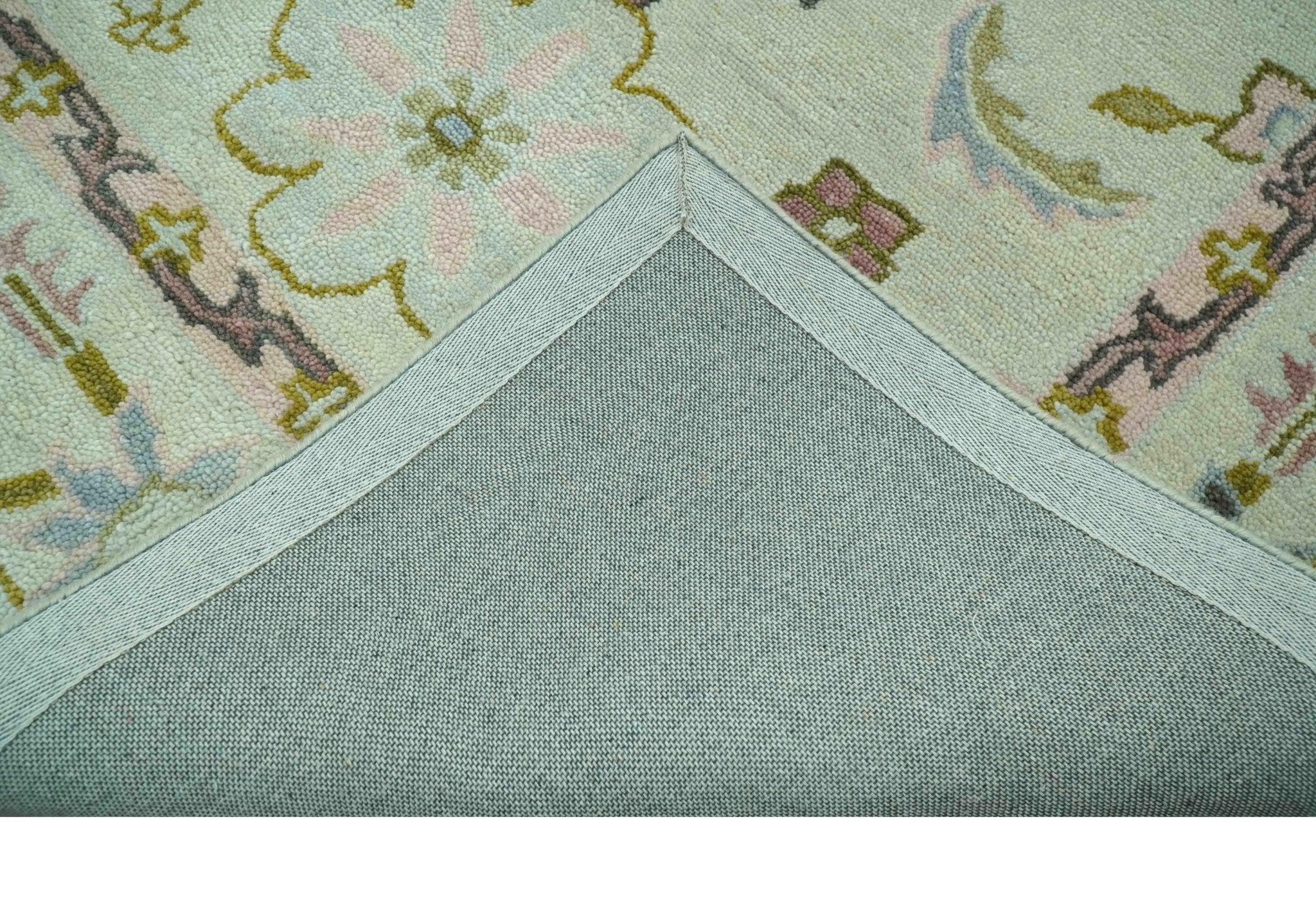 Ivory, Purple and Olive Floral Oushak Hand Tufted Custom Made wool rug - Image 8