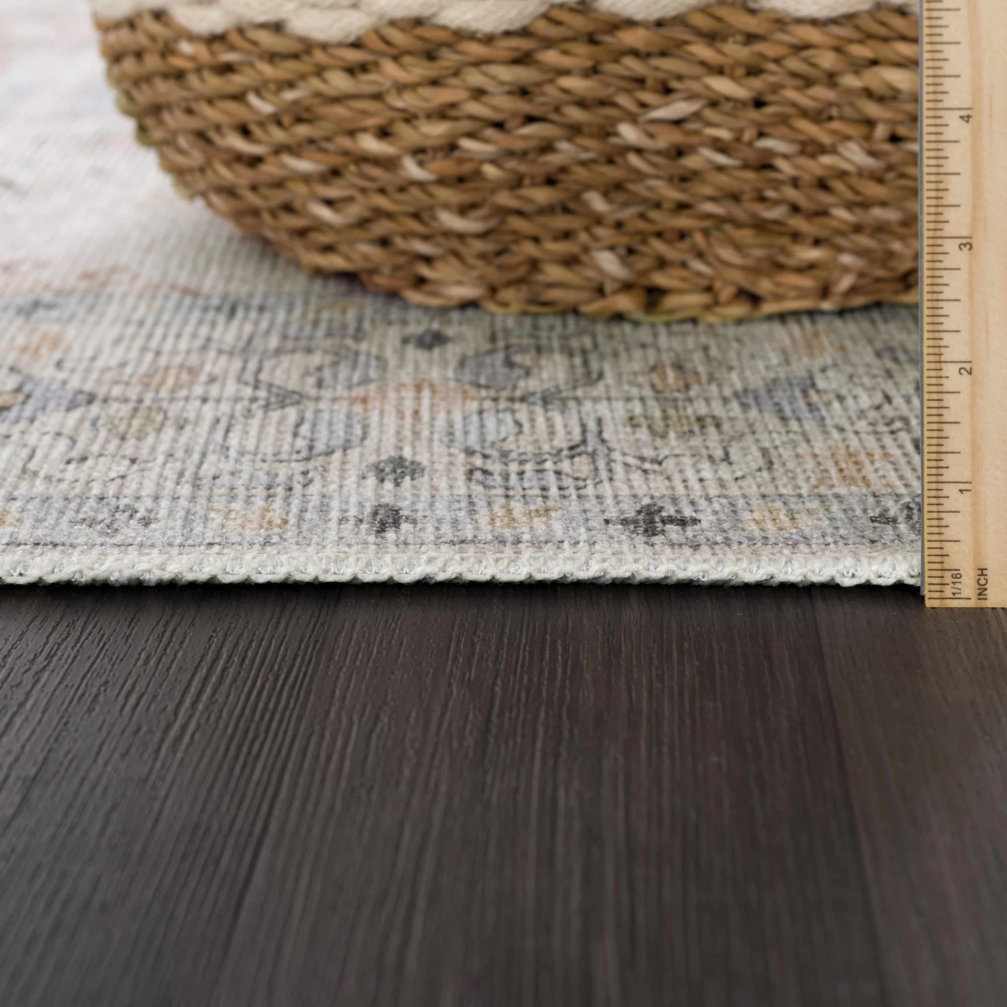 Ivory, Rust and Blue Machine Woven Traditional Design Machine Washable Rug - Image 7