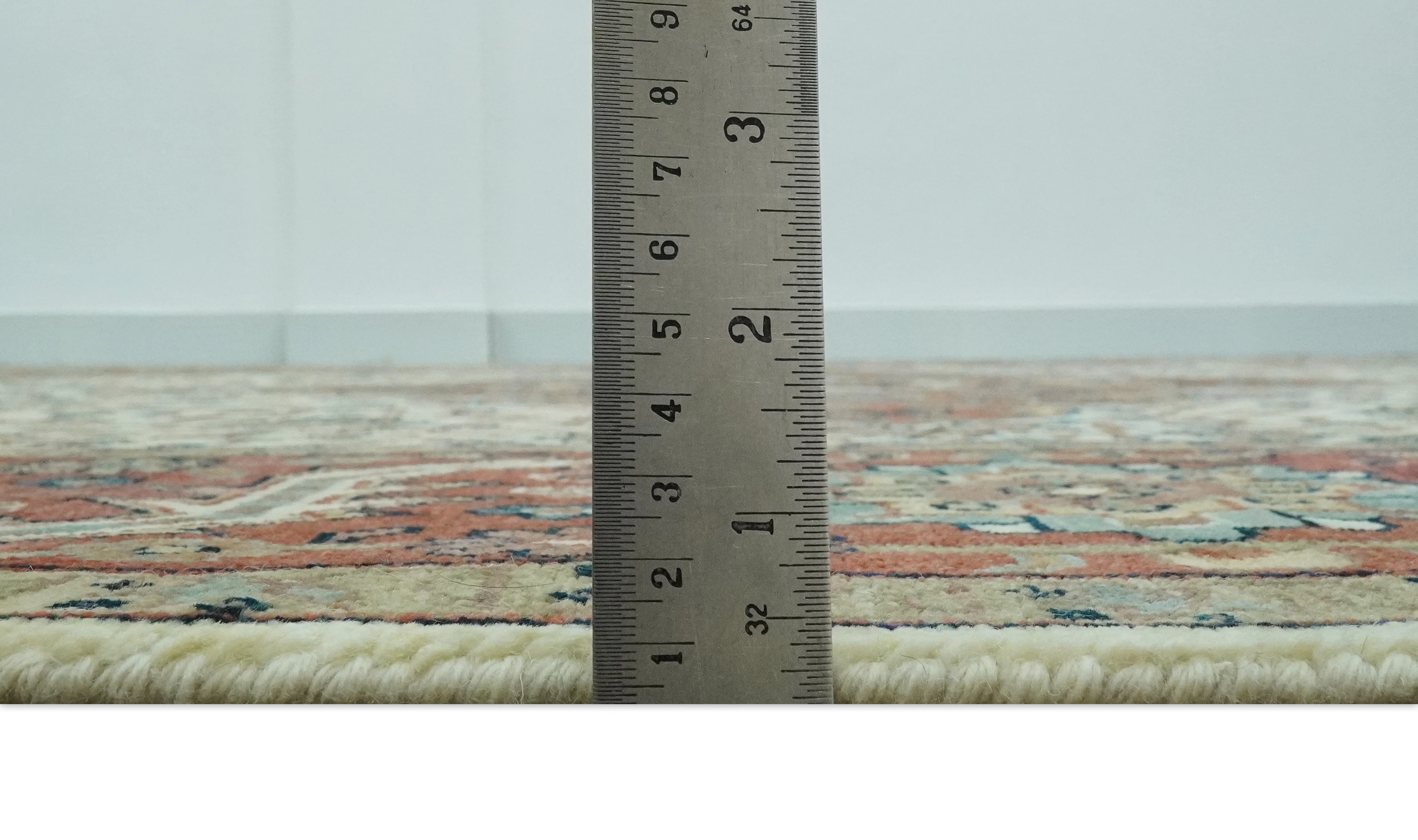 Premium Ivory, Rust and Brown 8x10 fine Hand knotted Traditional Heriz Wool Area Rug - Image 8
