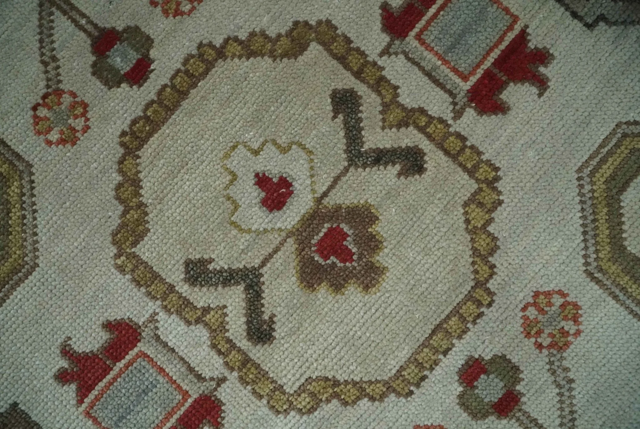 Custom Made Hand Knotted Ivory, Silver and Rust Traditional Wool Area Rug - Image 4