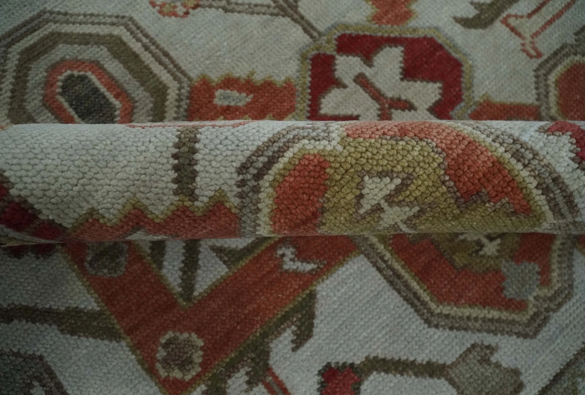 Custom Made Hand Knotted Ivory, Silver and Rust Traditional Wool Area Rug - Image 8