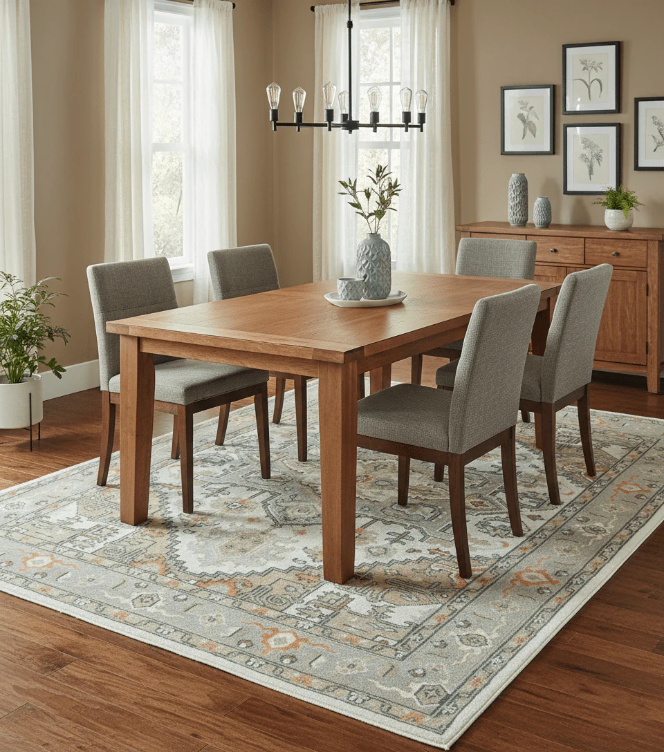 Ivory, Silver, Peach and Olive Traditional Heriz Hand Knotted Multi Size wool Area Rug - Image 2