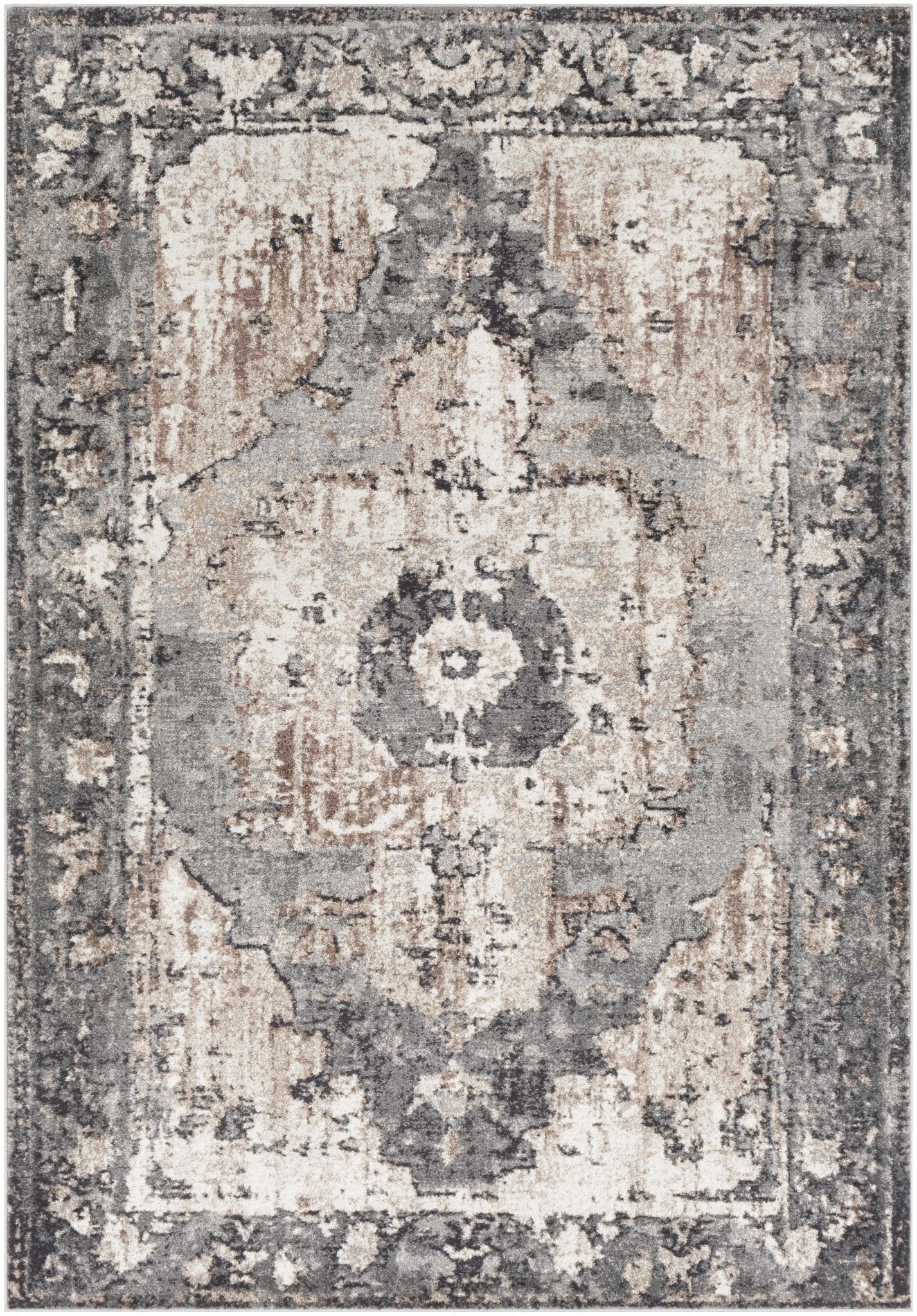 Antique Style Ivory, Tan, Charcoal and Gray Transitional Design Area Rug - Image 14