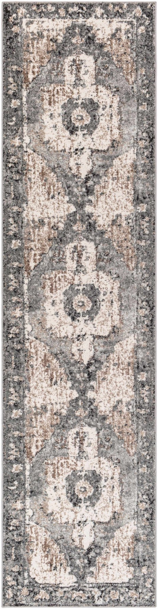Antique Style Ivory, Tan, Charcoal and Gray Transitional Design Area Rug - Image 16